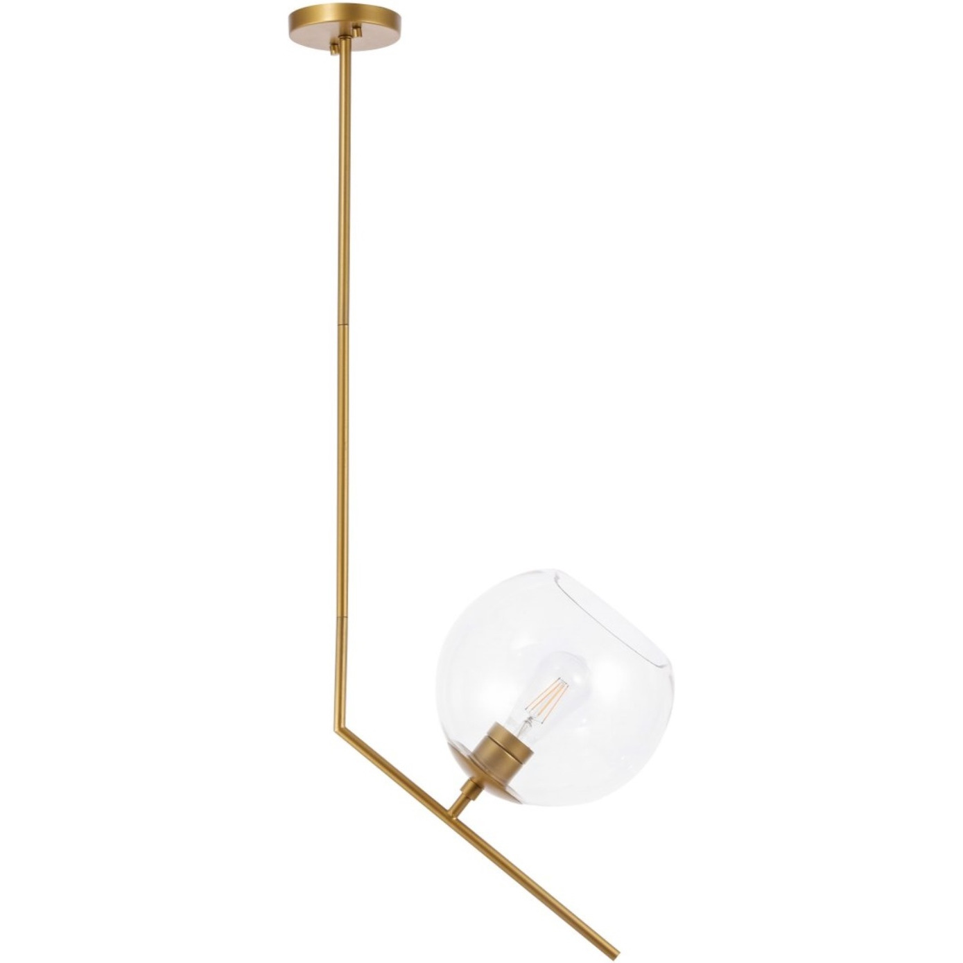 Ryland 1 light Brassand Clear glass pendant