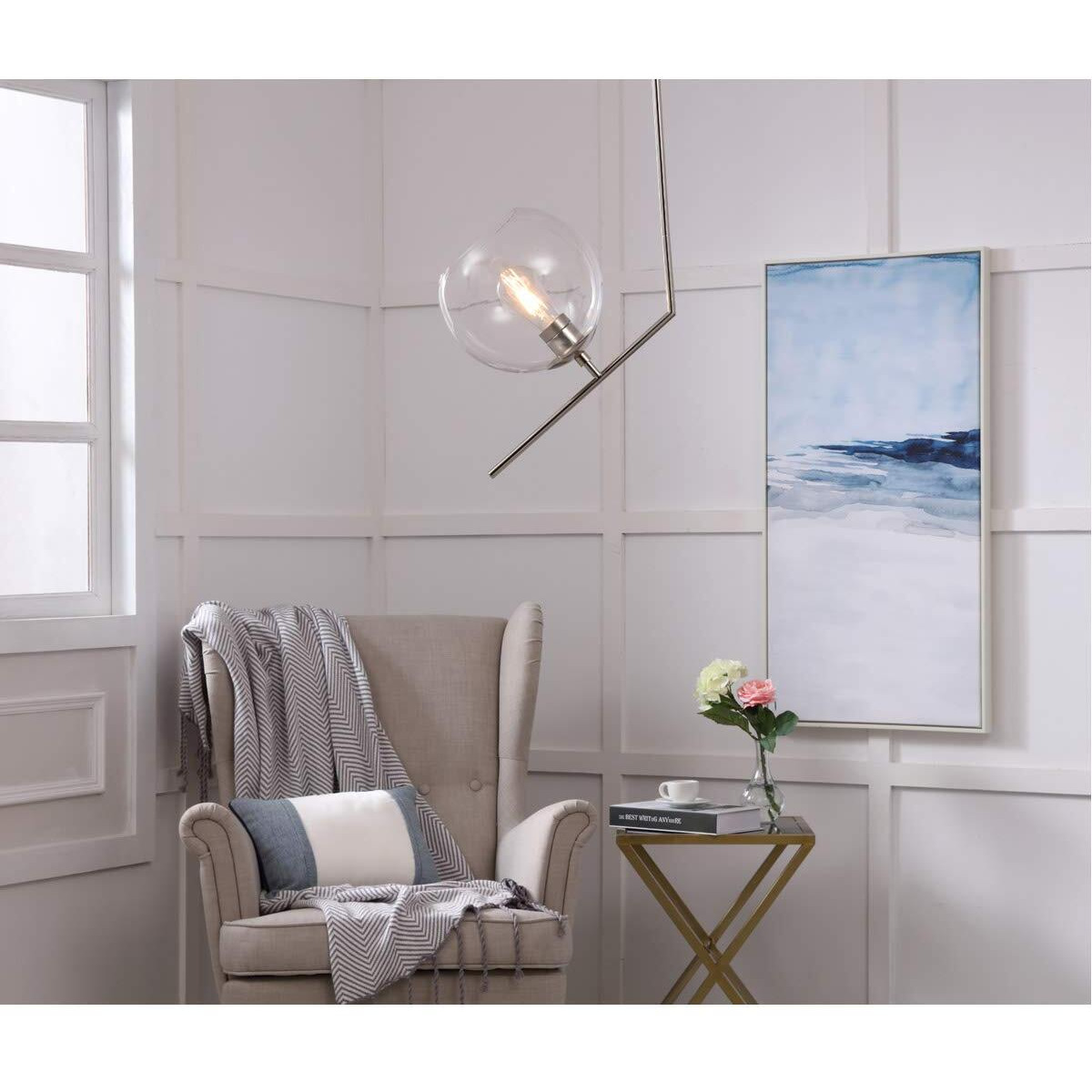 Ryland 1 light Chrome and Clear glass pendant