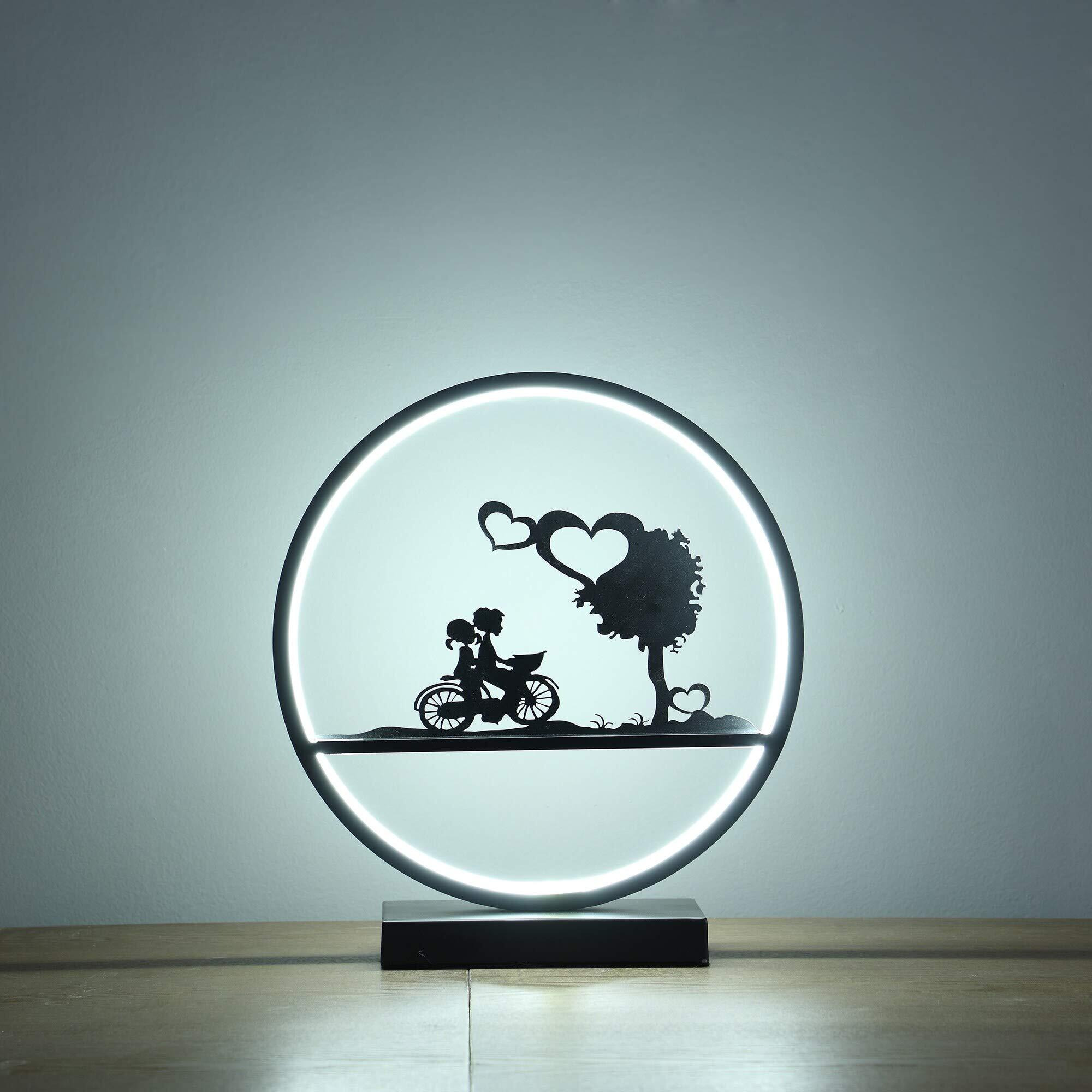 13-Inch Girl And Boy On Bicycle Led Accent Table Lamp