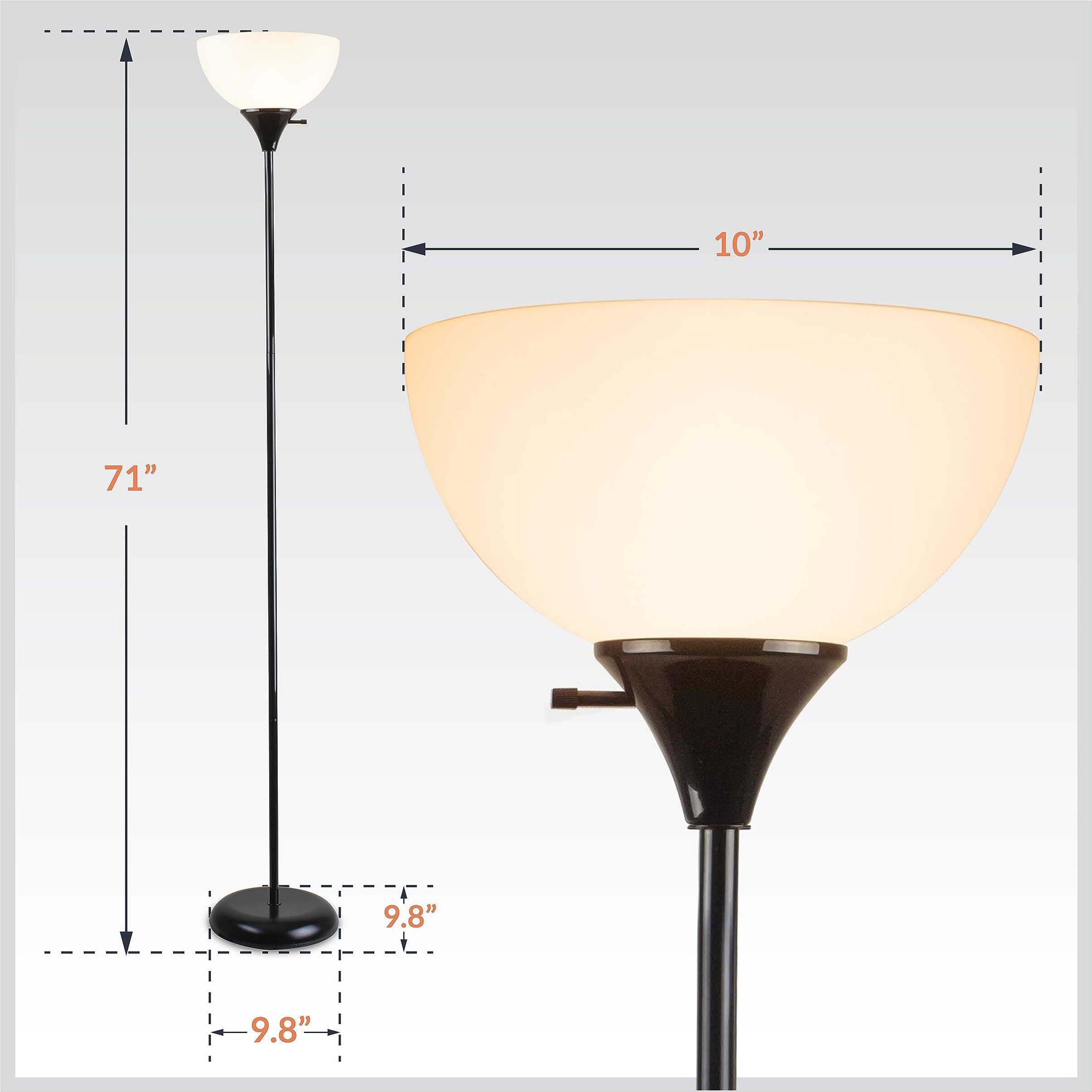 FLOOR LAMP BLACK 71"&quotH (Pack of 1)