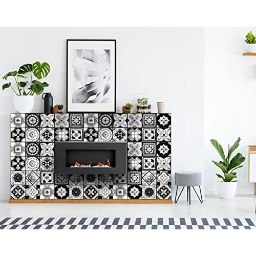6" X 6" Black White And Gray Mosaic Peel And Stick Removable Tiles