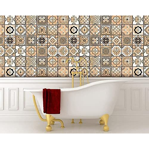 8" X 8" Shades Of Taupe Mosaic Peel And Stick Removable Tiles