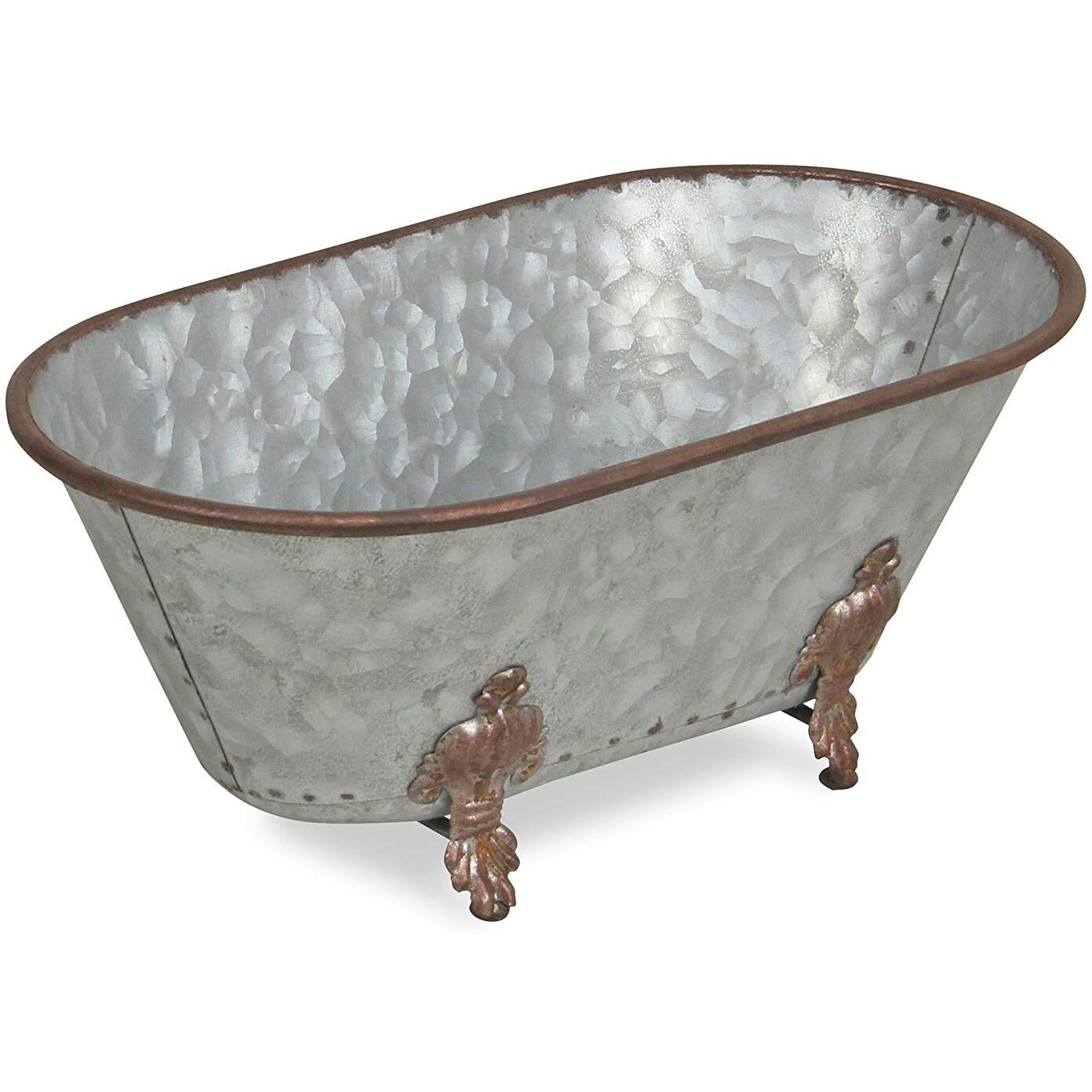 Lavande Metal Fleur-de-Lis Tub Decor - Large - Galvanized