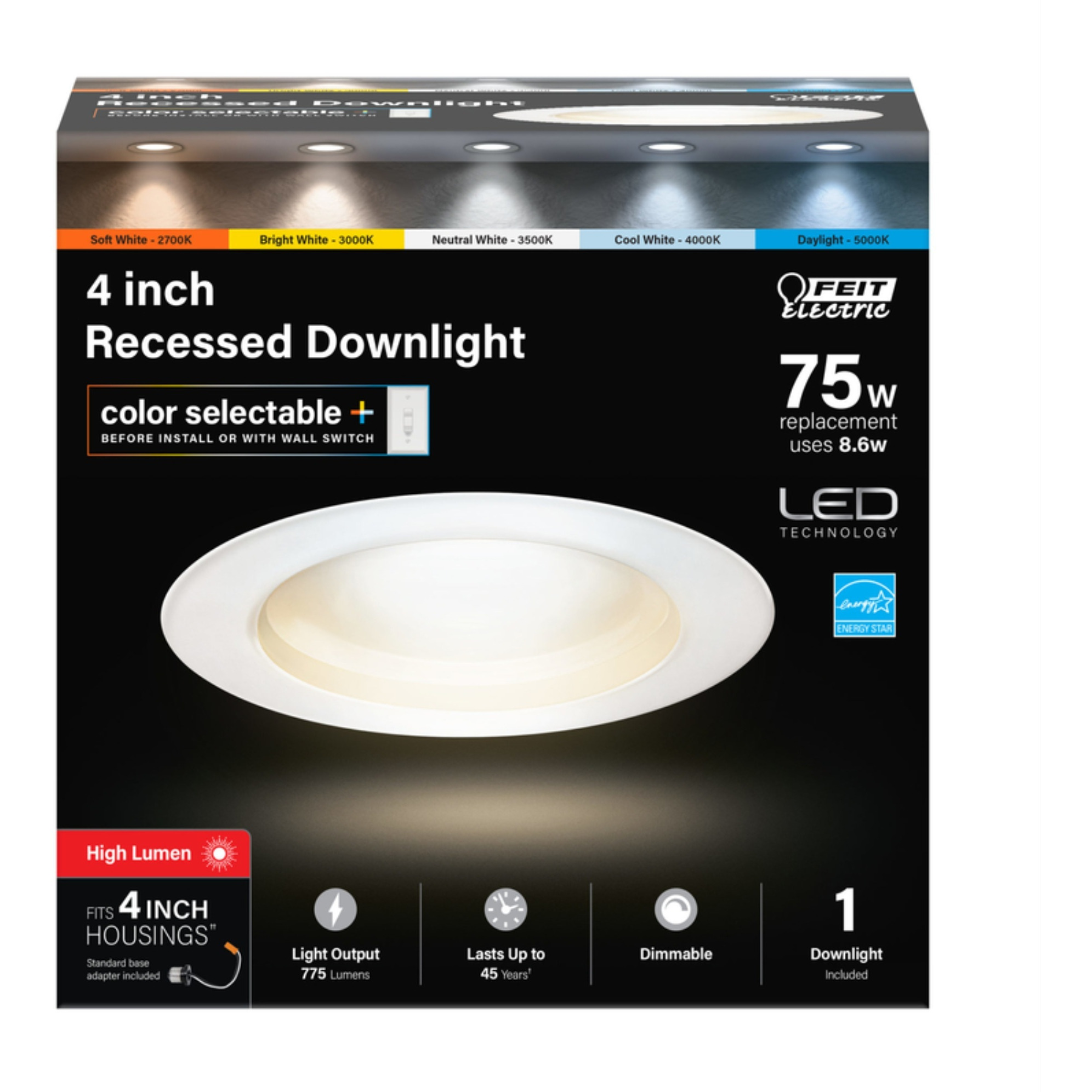 LED DOWNLIGHT 4"" 75W (Pack of 1)