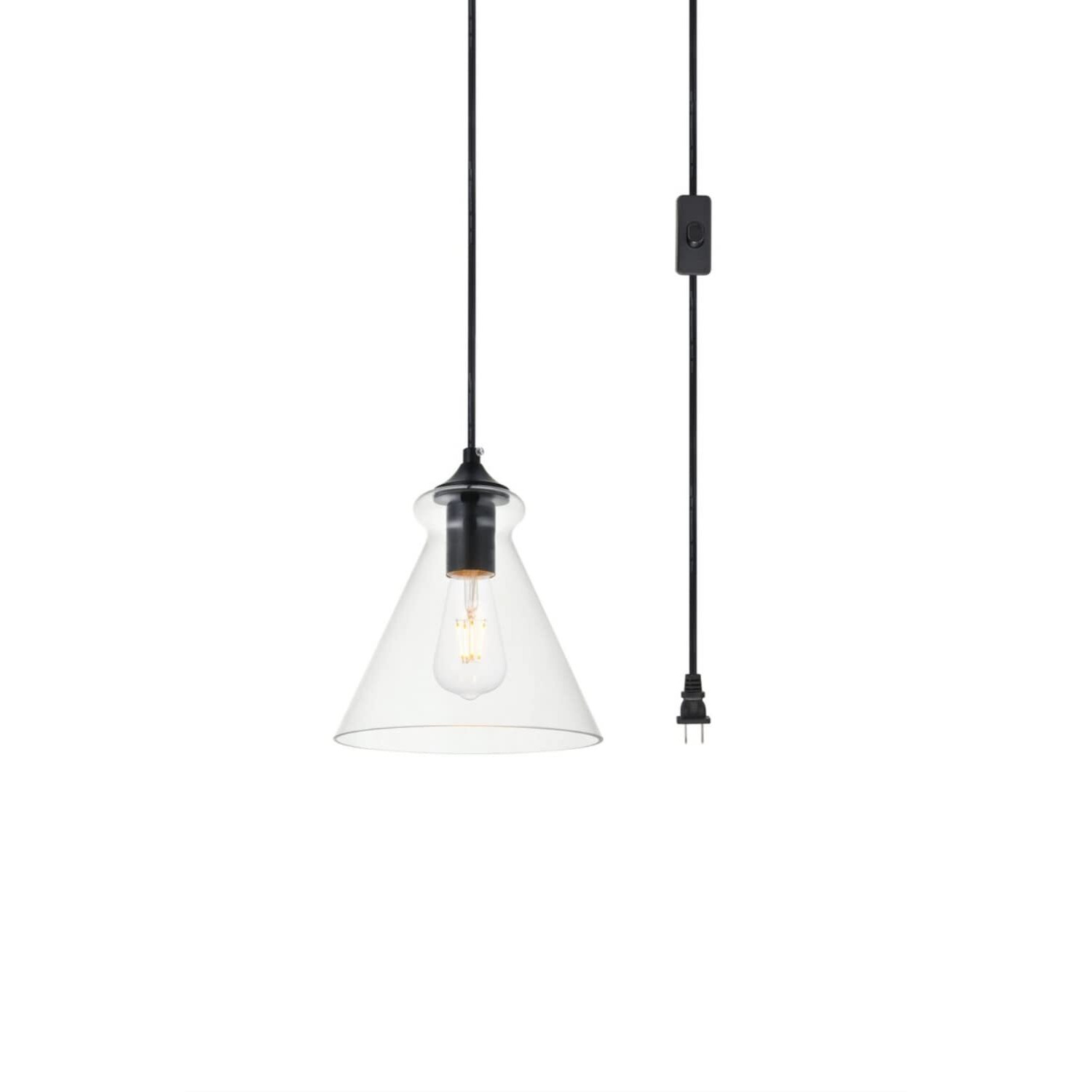 Destry 1 Light Black plug-in Pendant With Clear Glass