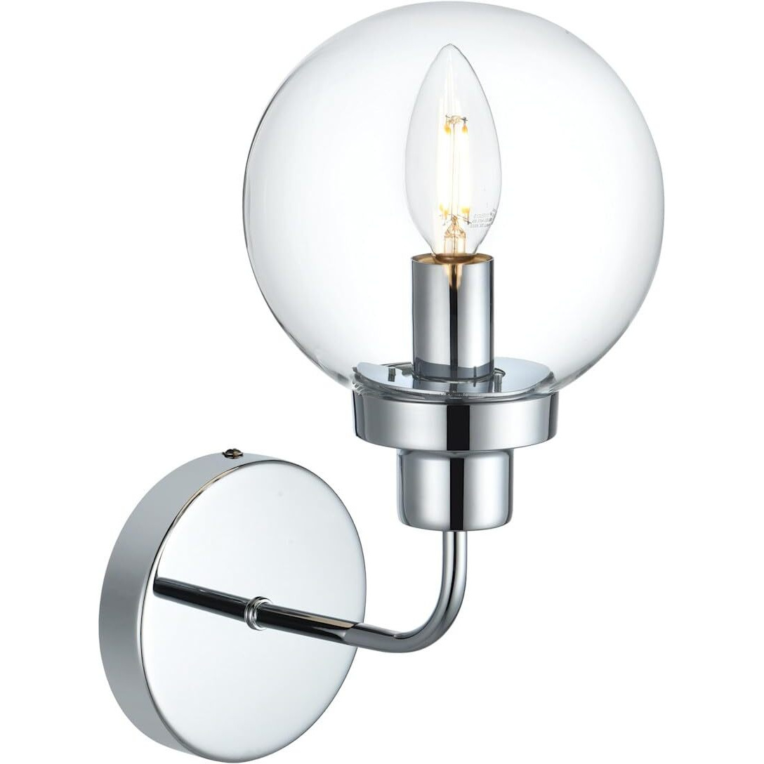 Hanson 1 light bath sconce in polished nickel with clear shade