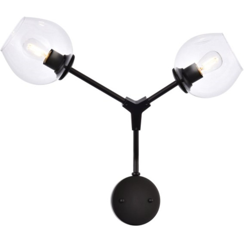 Cavoli 2 lights black wall sconce