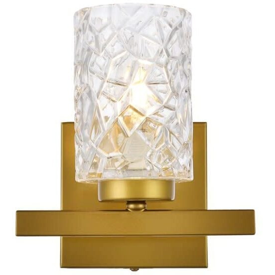 Cassie 1 light bath sconce in brass with clear shade