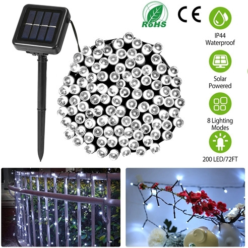Solar String Lights LED Solar Power Fairy String Light 22M 200 LEDs 8 Lighting Mode White Light Waterproof Starry String Lights Christmas Wedding Party Decor String Lights