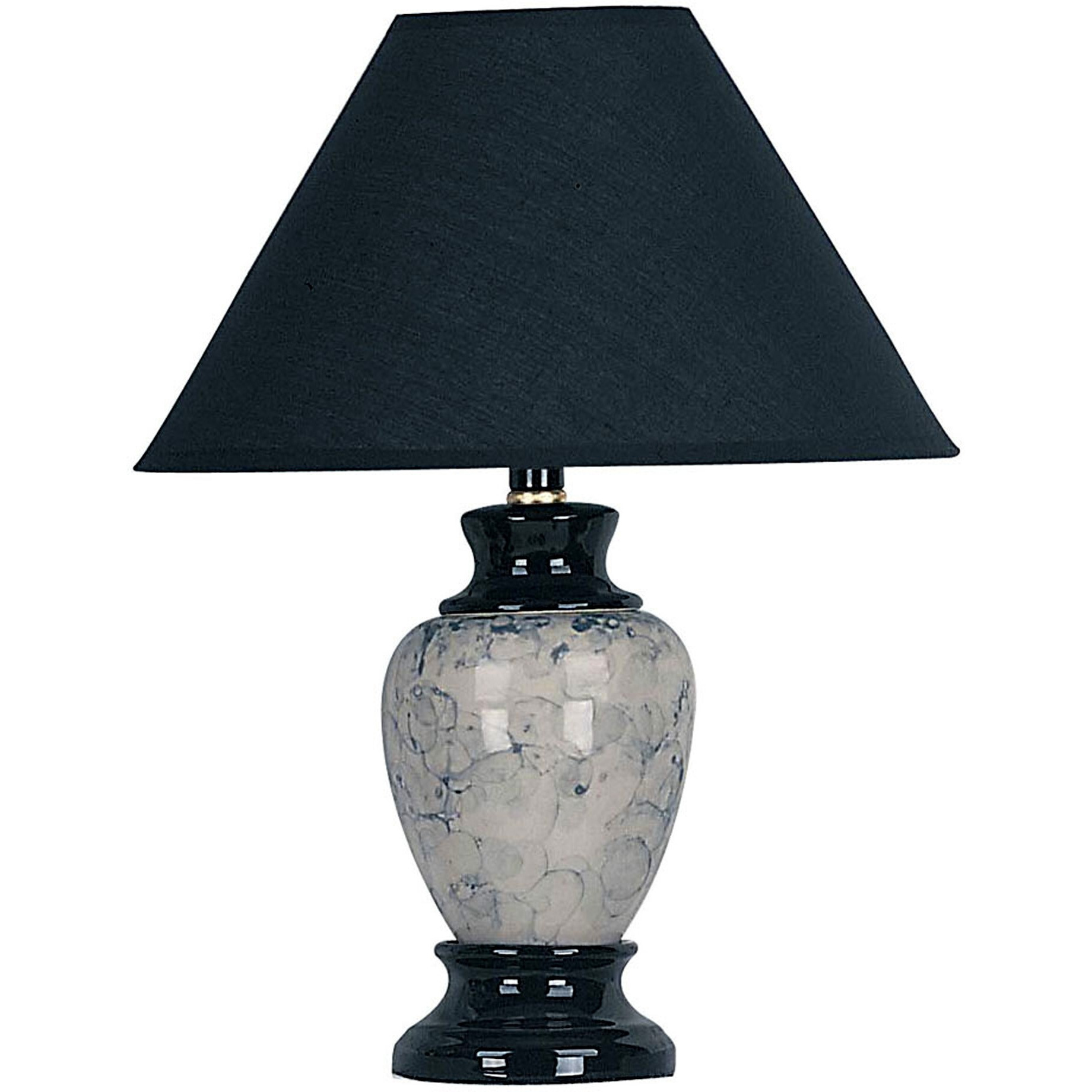 13" Black Ceramic Bedside Table Lamp With Black Shade
