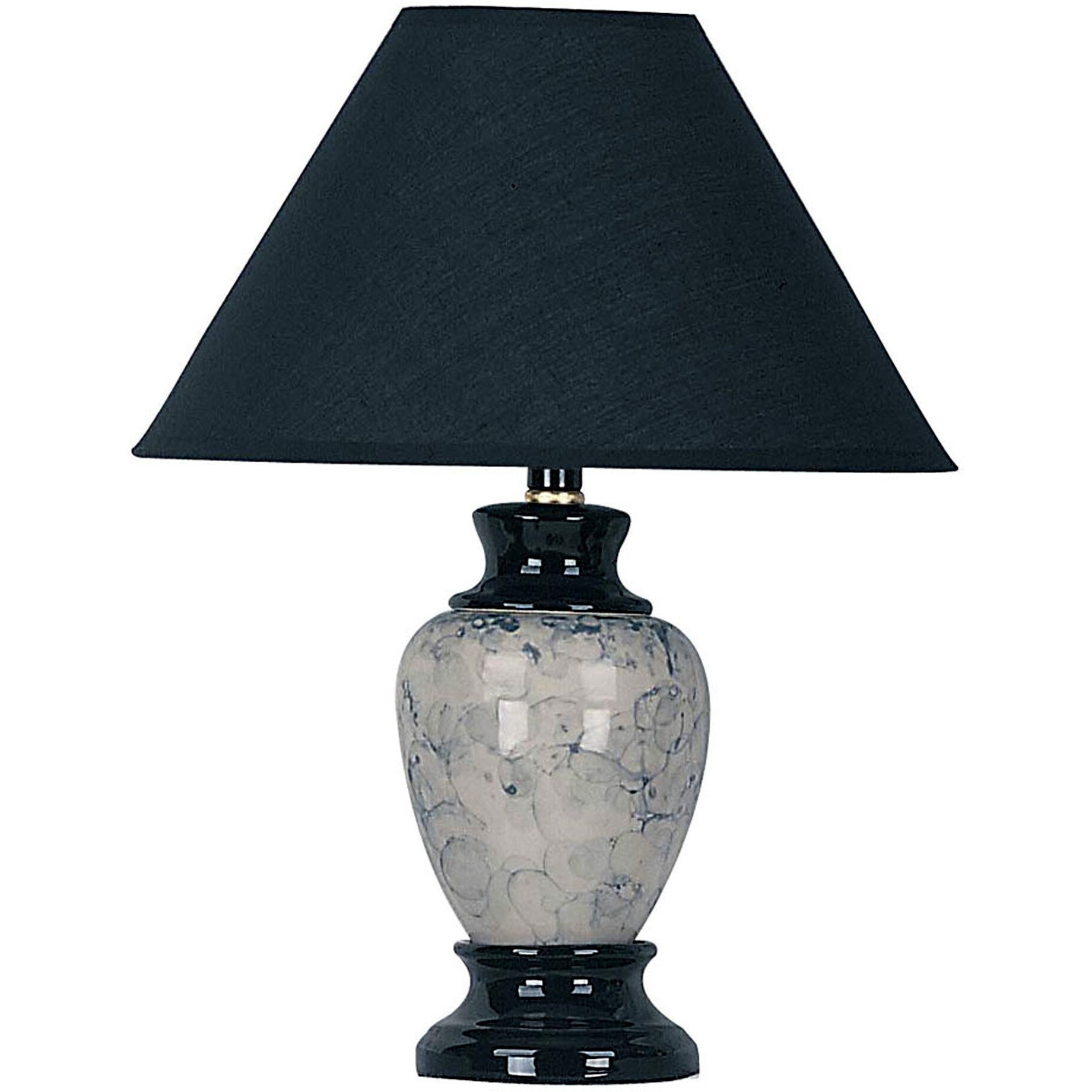 13" Black Ceramic Bedside Table Lamp With Black Shade