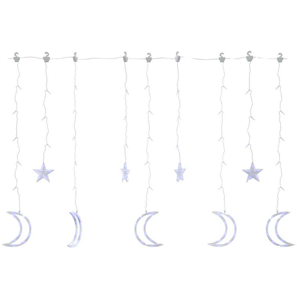 vidaXL Star and Moon Fairy Lights Remote Control 138 LED Blue