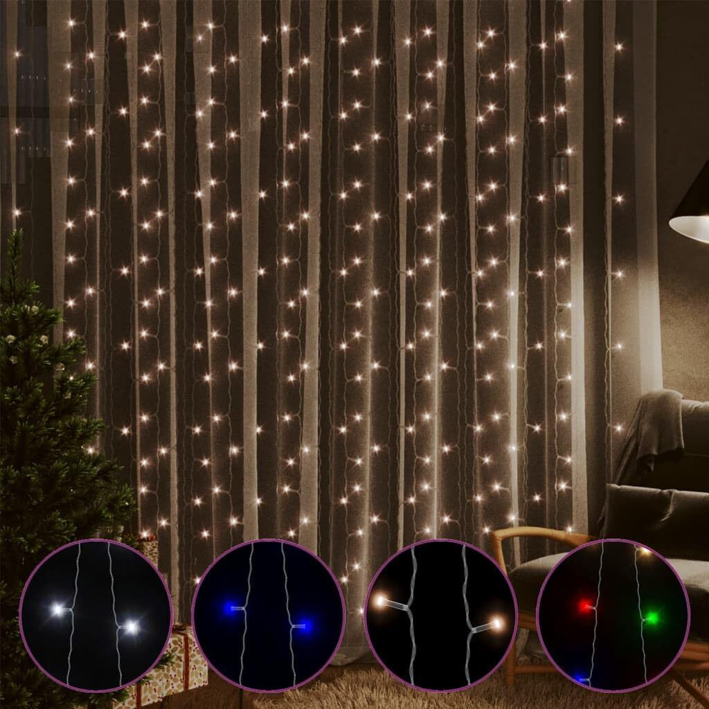 vidaXL LED Curtain Fairy Lights 9.8'x9.8' 300 LED Colorful 8 Function