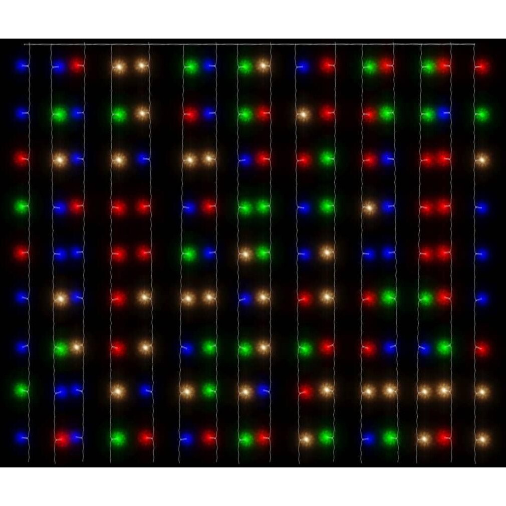 vidaXL LED Curtain Fairy Lights 9.8'x9.8' 300 LED Colorful 8 Function