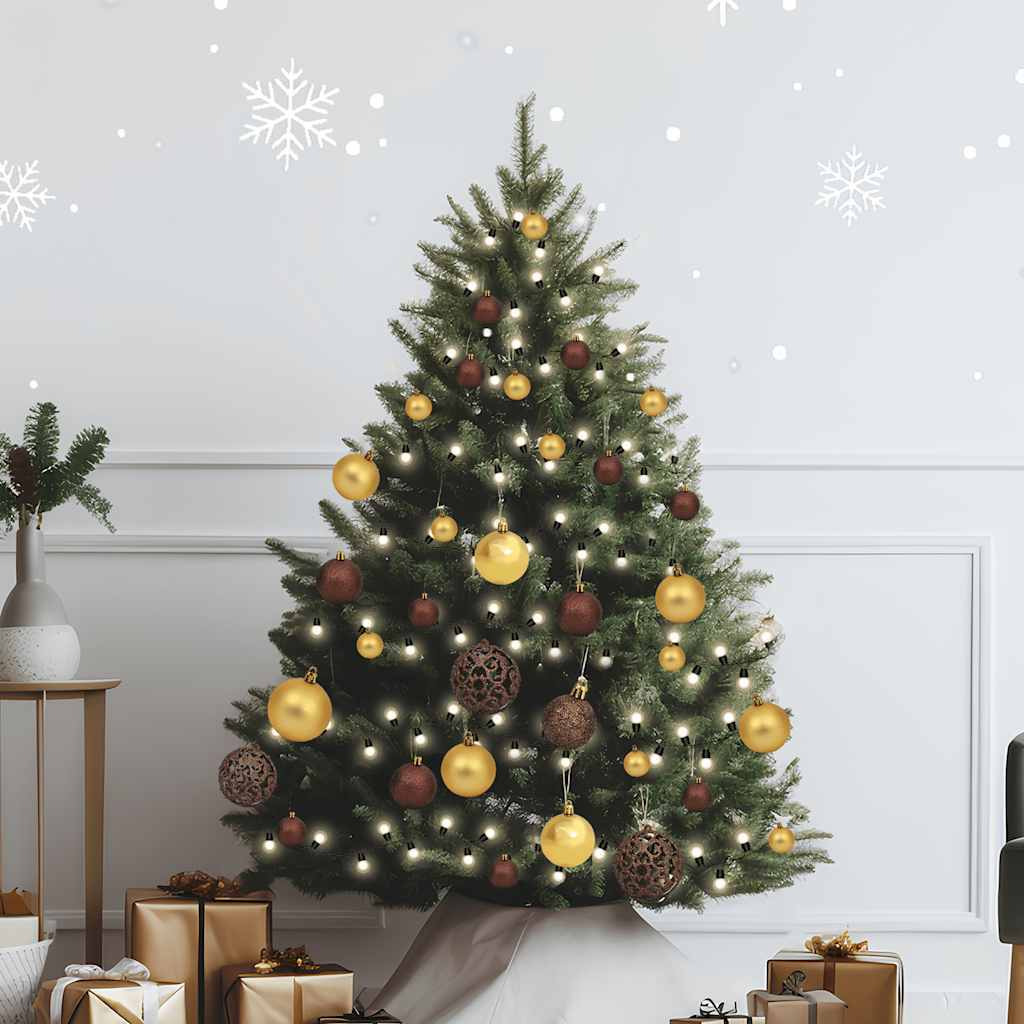 vidaXL 61 Piece Christmas Ball Set with Peak and 150 LEDs Gold&Bronze