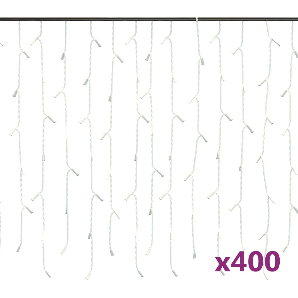 vidaXL LED Curtain Icicle Lights 393.7" 400 LED Cold White 8 Function
