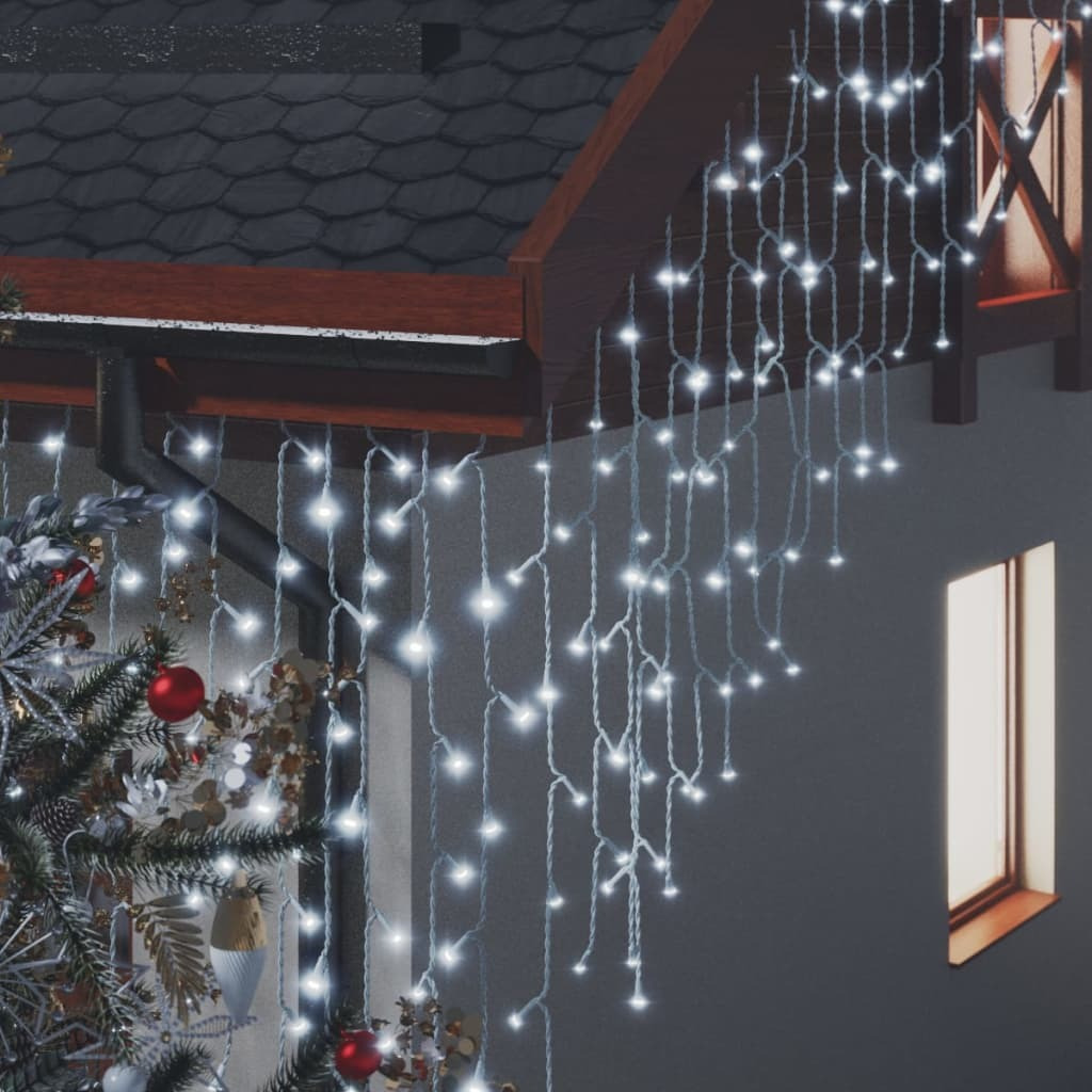 vidaXL LED Curtain Icicle Lights 393.7" 400 LED Cold White 8 Function