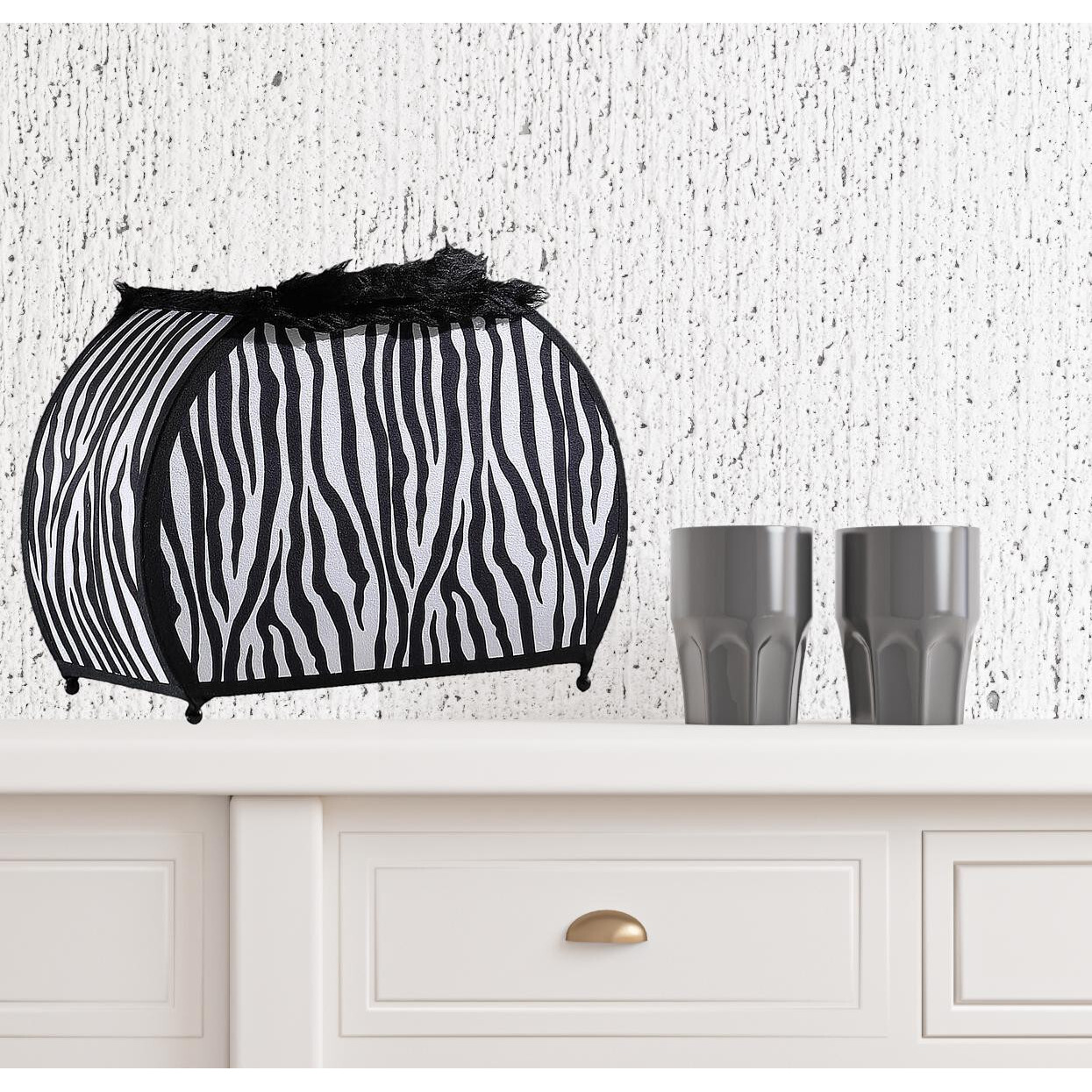 12 Black And White Funky Zebra Pattern Novelty Table Lamp