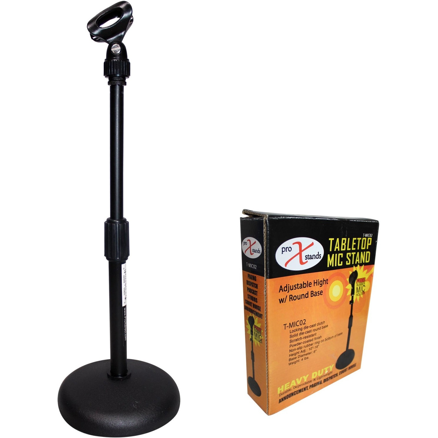 ProX T-MIC02 Desktop Microphone Stand with 6" Round Base