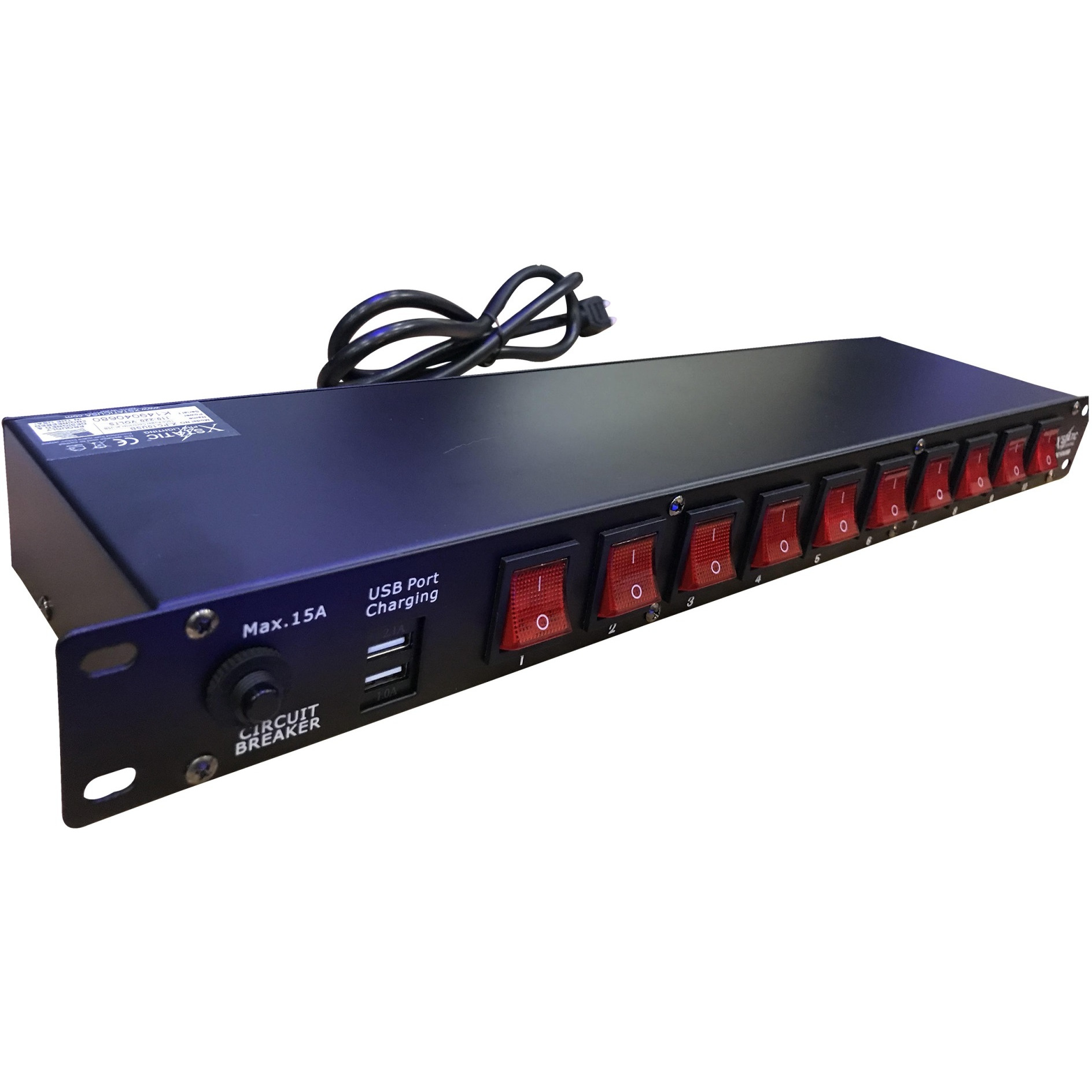 ProX X-PC10USB 10 Plug Rack Mount Power Distribution Switch With 2 USB Charging Ports