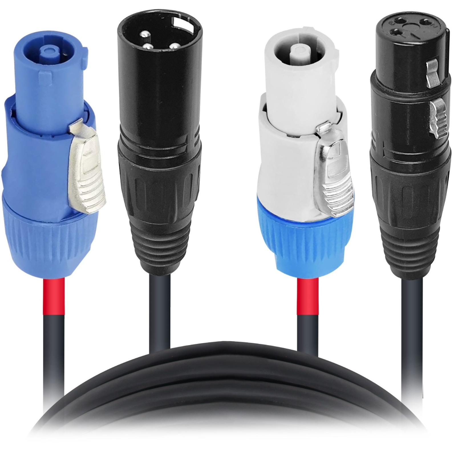 ProX XC-PWC14-DMX03 3' Ft Dual 14AWG Powerkon to Dual DMX Combo Link Jumper Cable