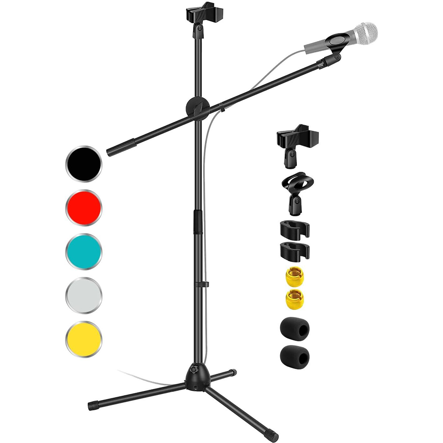 5Core  Microphone Stand - Universal Mic Stand and Height Adjustable Mic Arm Boom Arm MS DBL