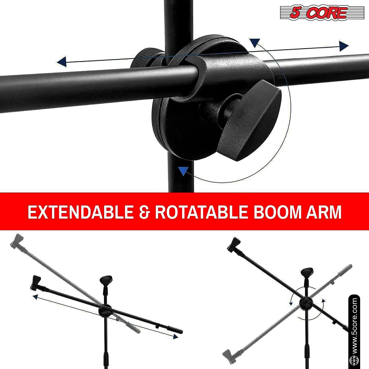 5Core  Microphone Stand - Universal Mic Stand and Height Adjustable Mic Arm Boom Arm MS DBL