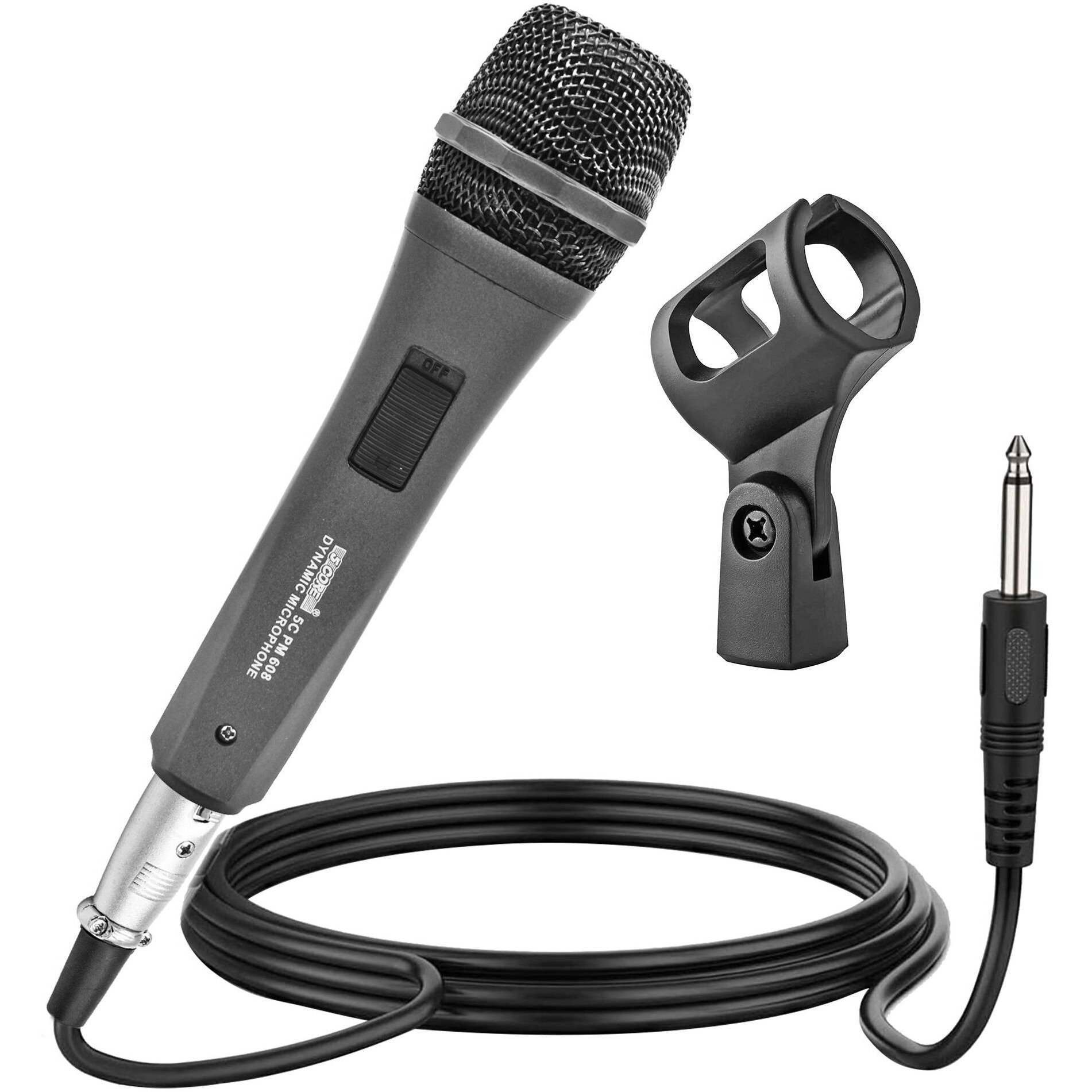 5 cORE Premium Vocal Dynamic cardioid Handheld Microphone Neodymium Magnet Unidirectional Mic 16ft Detachable XLR Deluxe cable to  Audio Jack OnOff Switch for Karaoke Singing PM 608(D0102H7U78T)