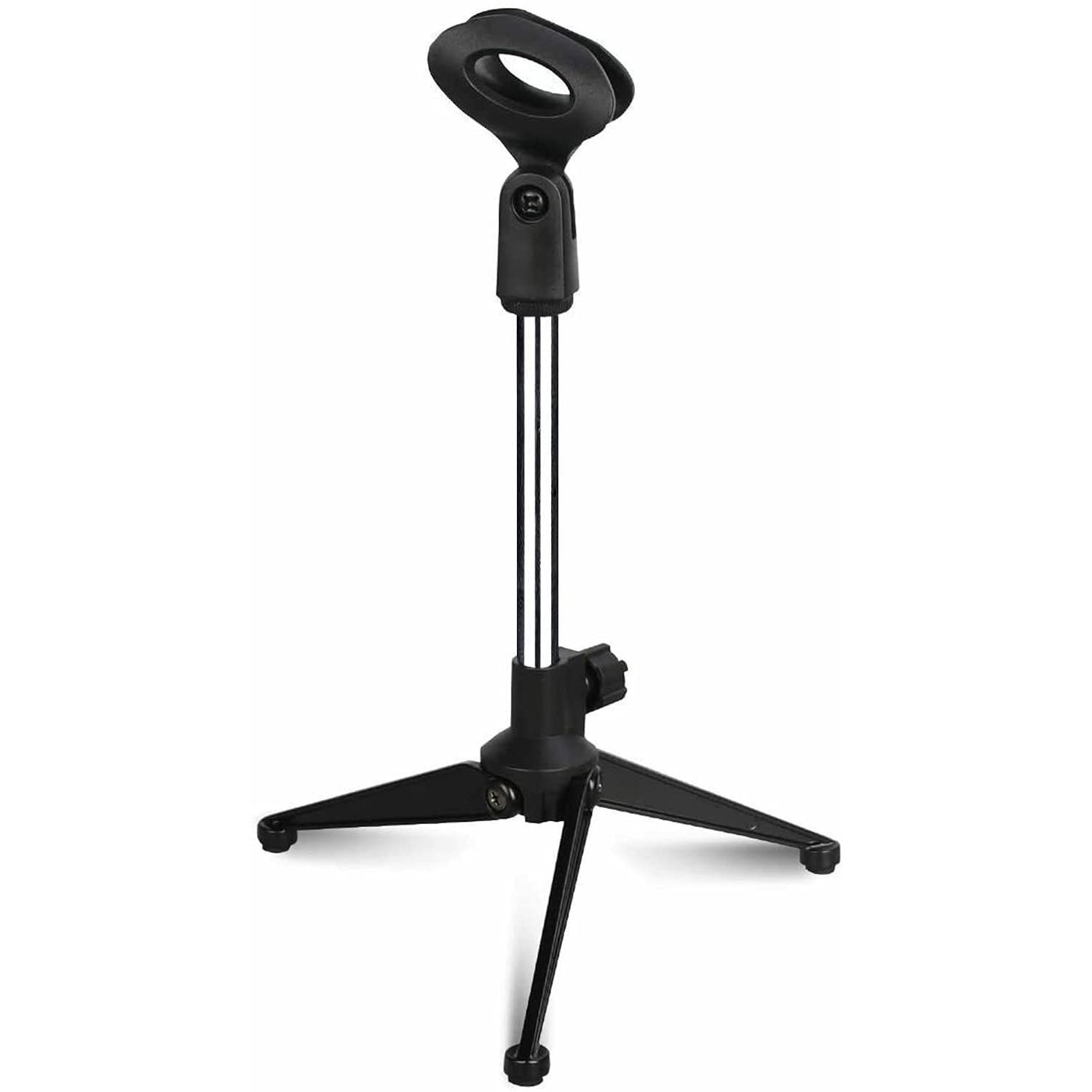 Mini Microphone Stand Tripod Universal Adjustable Desk Microphone Stand Portable Foldable Table Top Desktop Stand with Small Plastic Microphone Clip 5 Core(D0102HX6CBJ.)