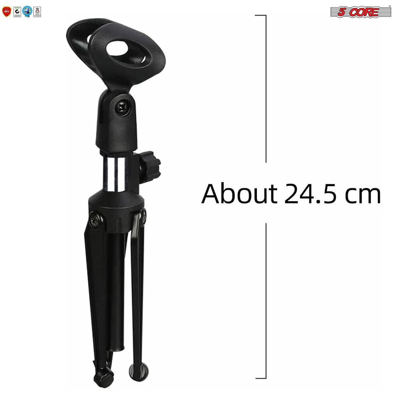 Mini Microphone Stand Tripod Universal Adjustable Desk Microphone Stand Portable Foldable Table Top Desktop Stand with Small Plastic Microphone Clip 5 Core(D0102HX6CBJ.)