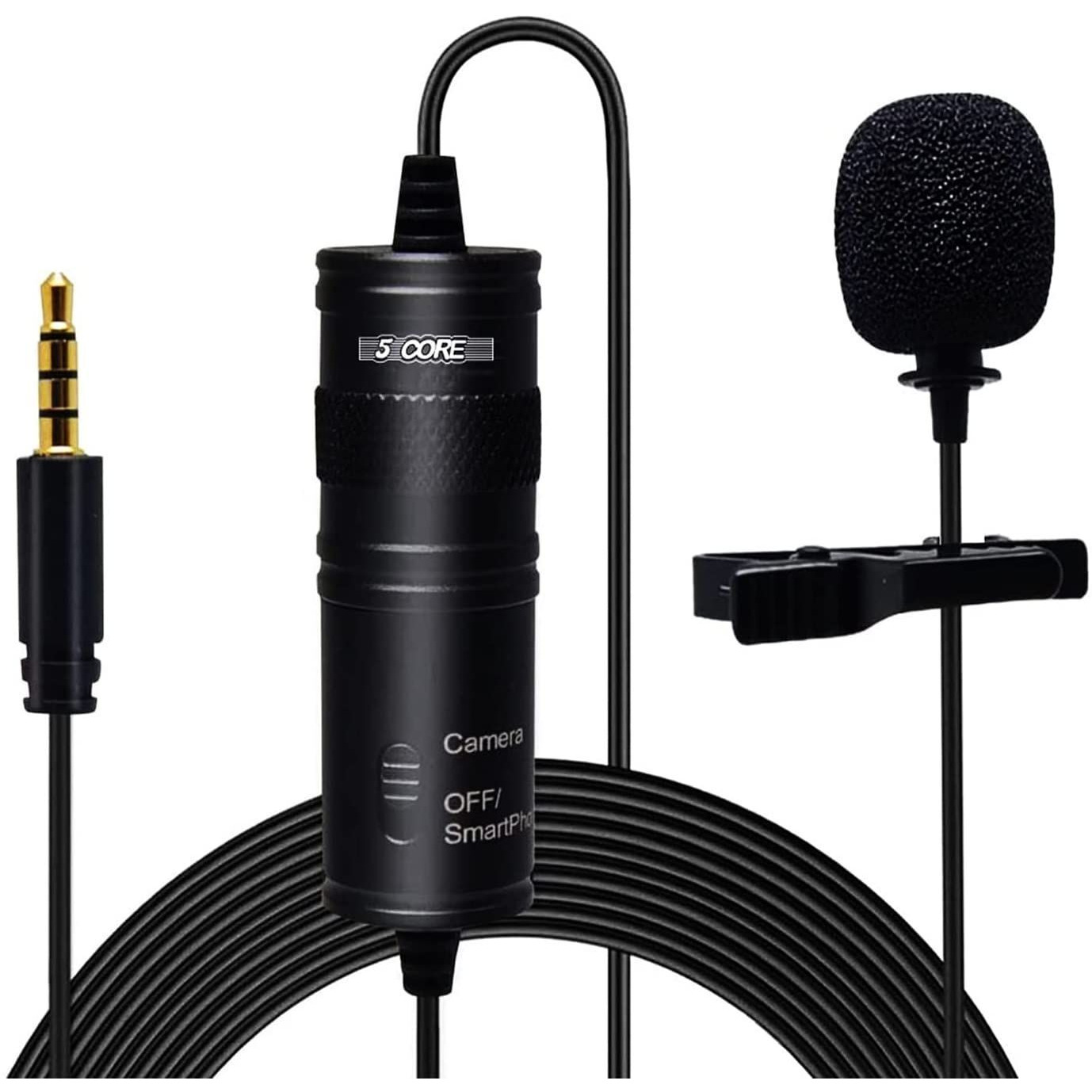 Professional Omnidirectional Lavalier Microphone 3.5mm Clip-On Lapel Mic for Smartphone DSLR Camera PC Interview Video Camcorders Audio Recorder 5 Core cm 001(D0102HX668J.)