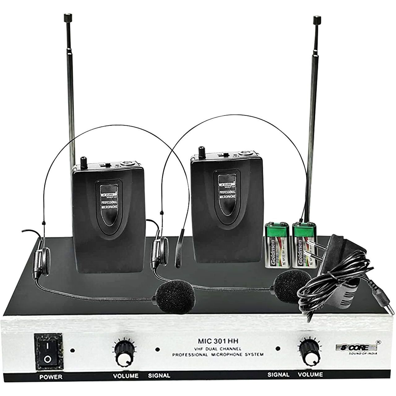 5core VHF Dual channel DIgITAL Wireless Microphone System Receiver 2x Hand Mic WM 301 HH(D0102H732WX)