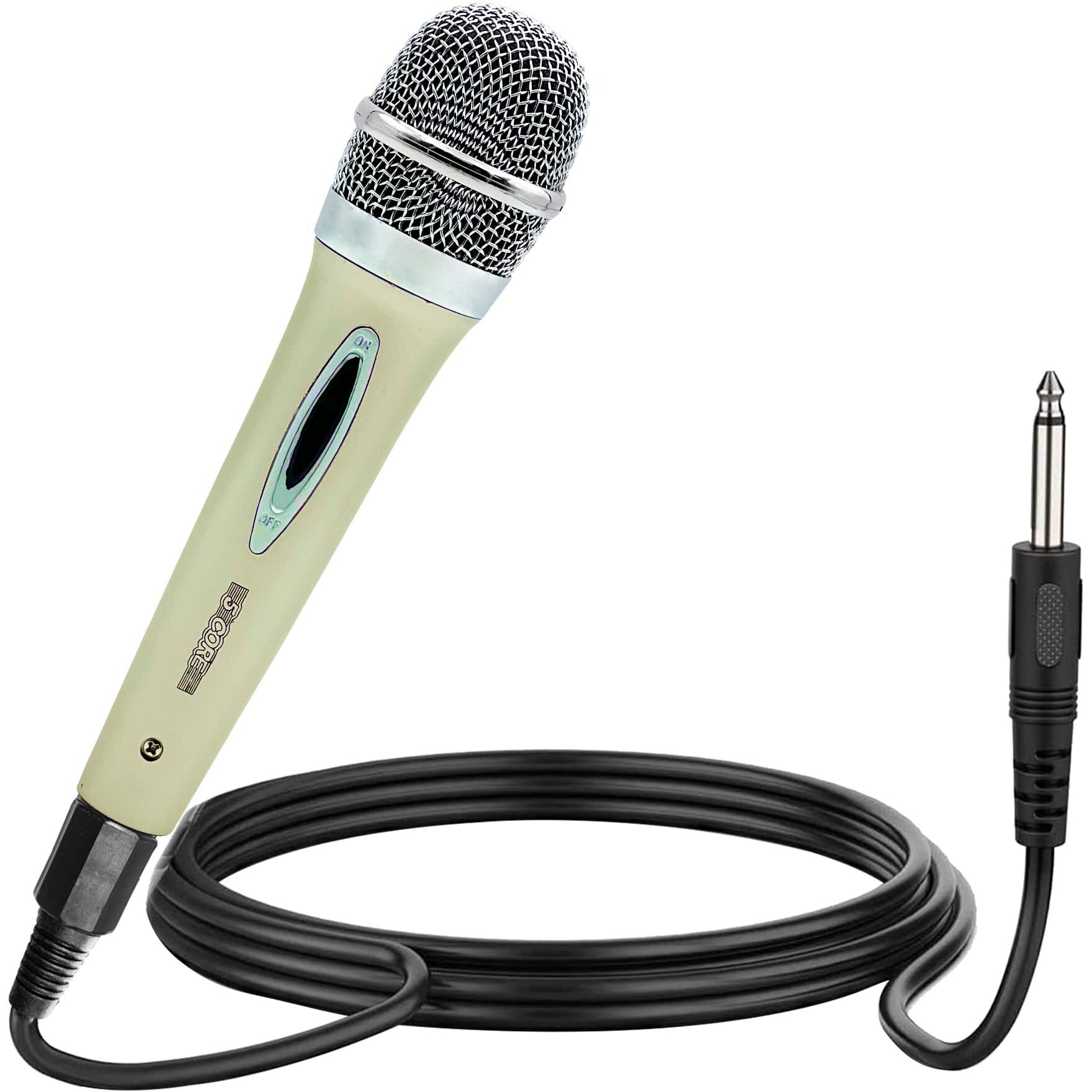 5 cORE Premium Vocal Dynamic cardioid Handheld Microphone Unidirectional Mic with 12ft Detachable XLR cable to inch Audio Jack and OnOff Switch for Karaoke Singing (White) PM 286 WH(D0102HXU73P)