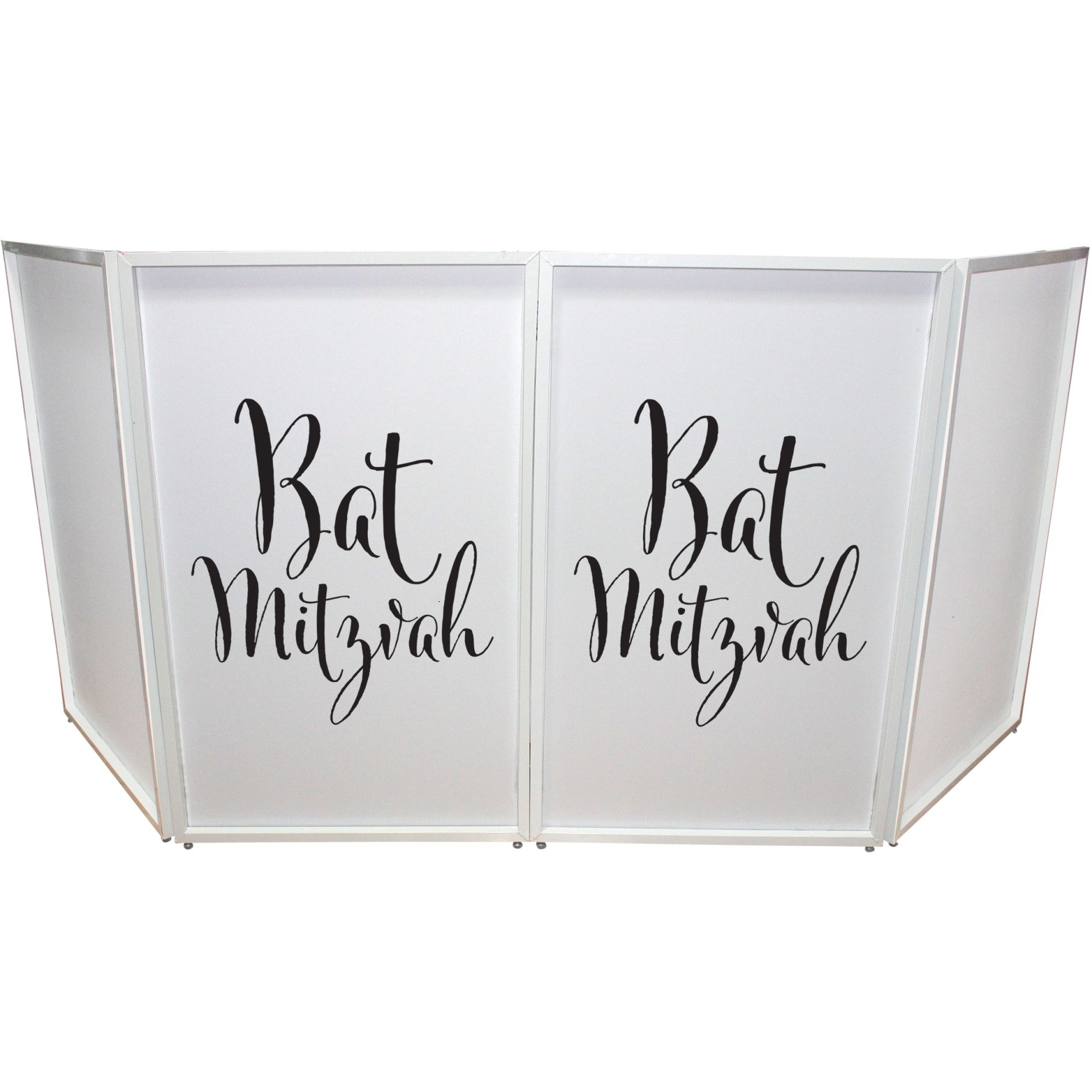 Bat Mitzvah Facade Enhancement Scrim - Black Script on White | Set of Two