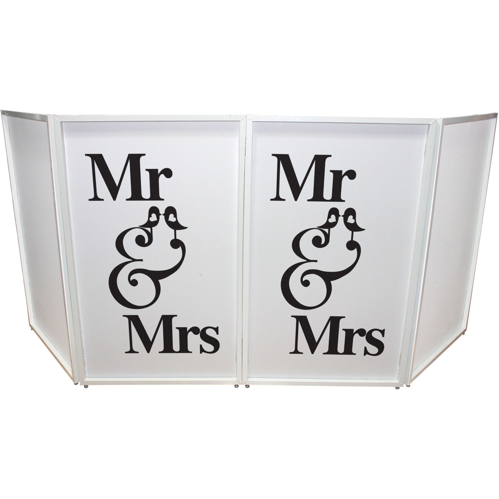 Mr and Mrs Facade Enhancement Scrim - Black Script on White | Set of Two
