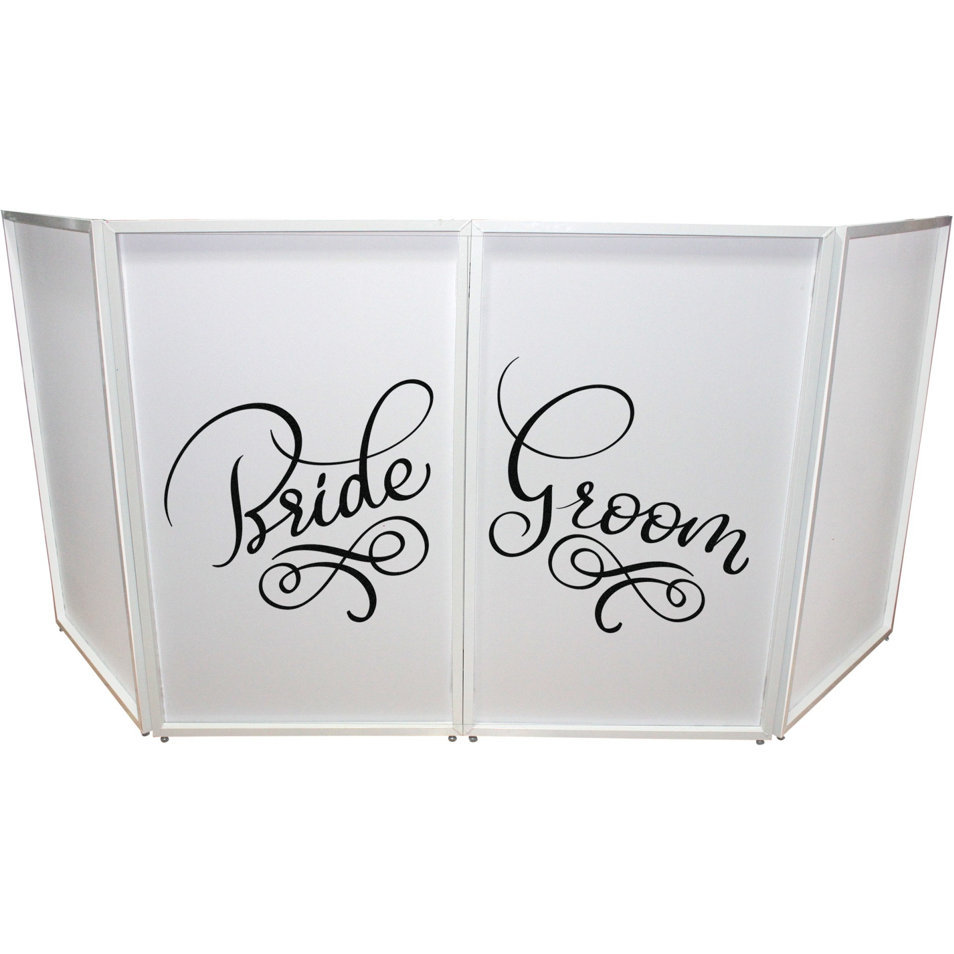 Bride and Groom Facade Enhancement Scrims - Black Script on White | Set of Two