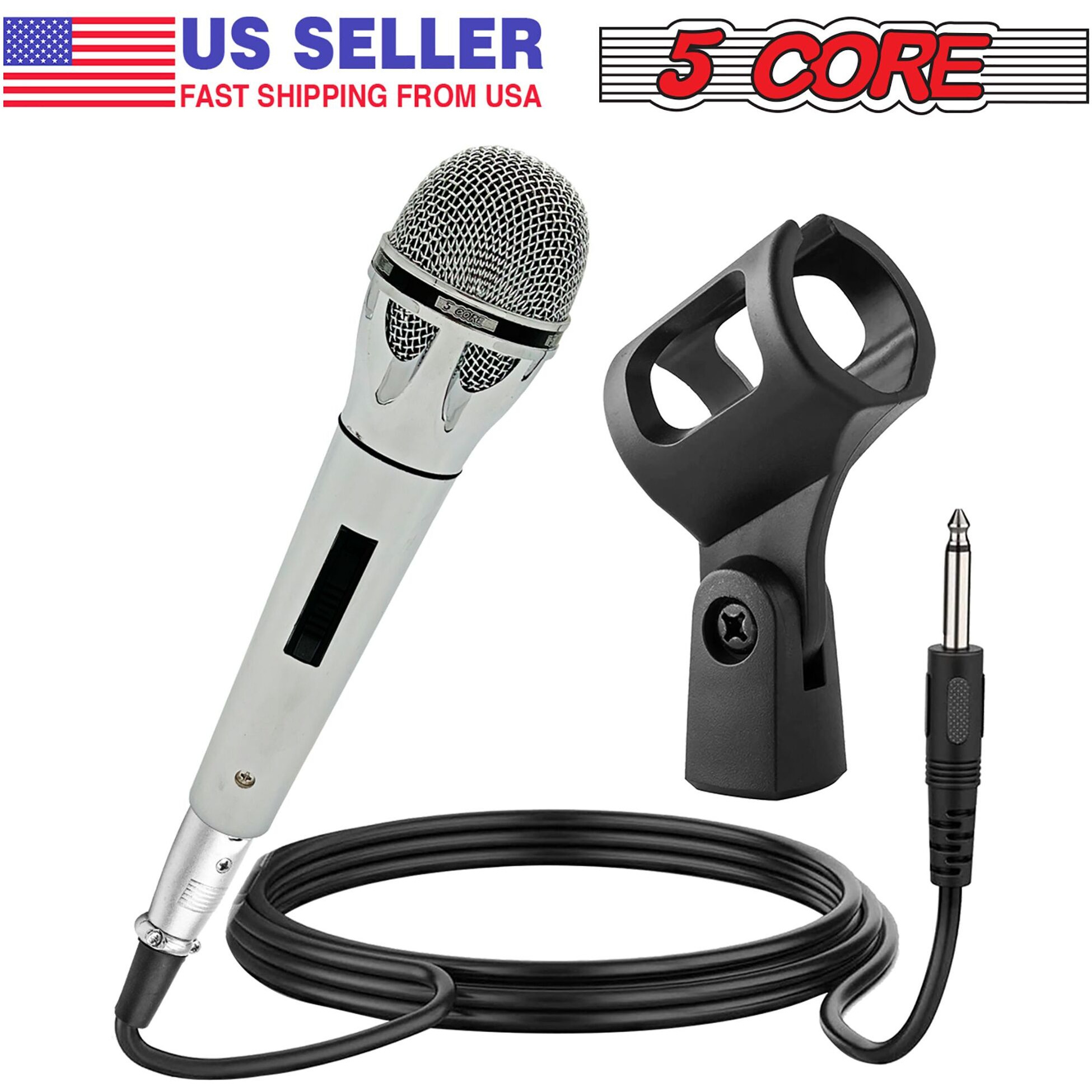 5 cORE Premium Vocal Dynamic cardioid Handheld Microphone Unidirectional Mic with 16ft Detachable XLR cable to  inch Audio Jack and OnOff Switch for Karaoke Singing PM 817 cH(D0102H71JMX)