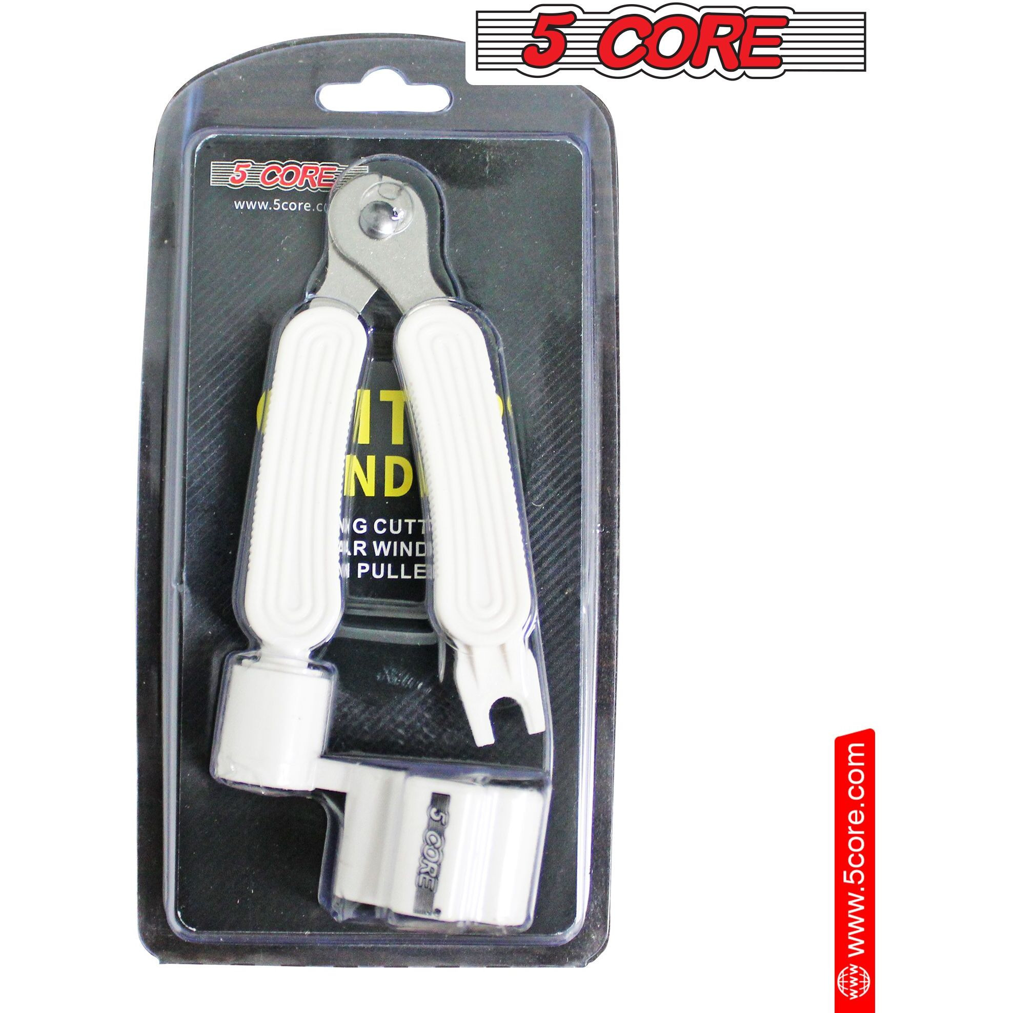 5 Core Guitar Winder White| Premium and Multipurpose Guitar String Winder| Includes Guitar String Cutter and Guitar Bridge Pin Puller| Sturdy build & Ergonomic All in One Guitar Tool - GW 1PK WH