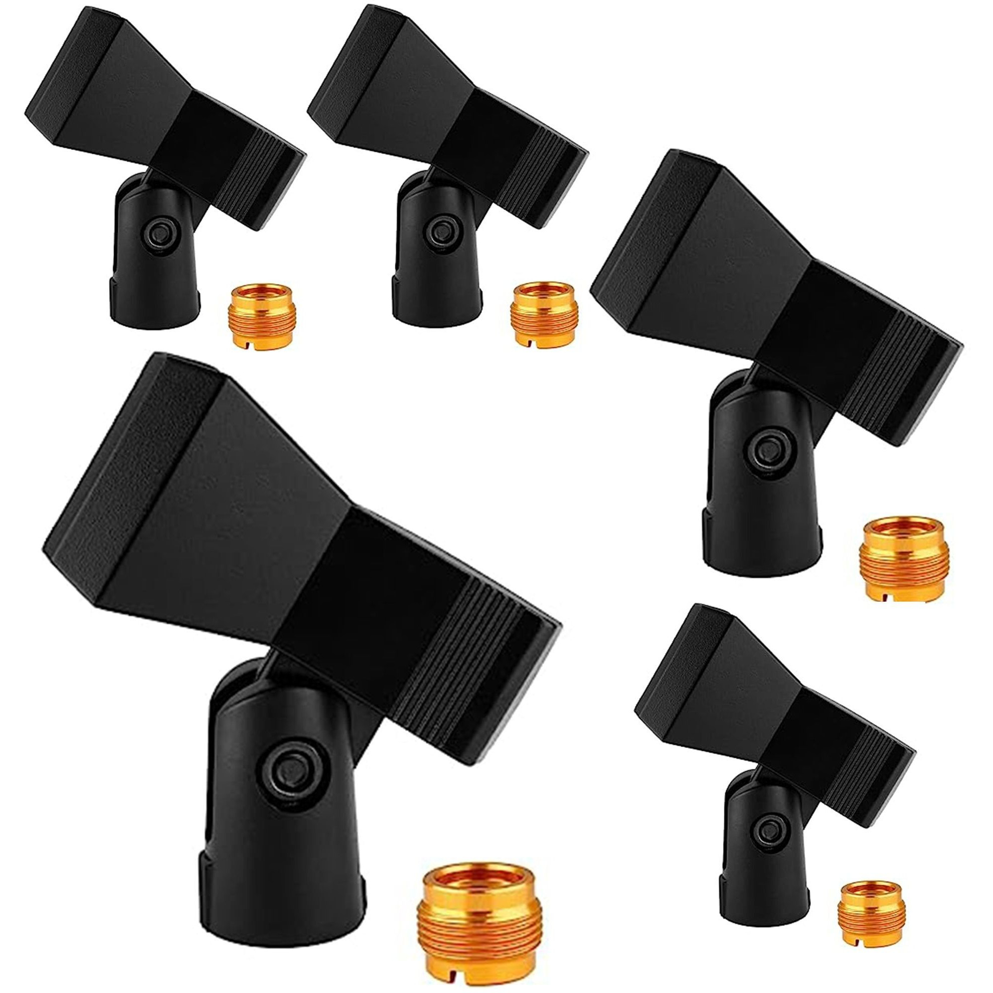 5 core Universal Microphone clip Holder Durable Mic clip with Nut Adapters 58 to 38, 5 Pack, Black- Mc 04 5PcS(D0102H591PX)
