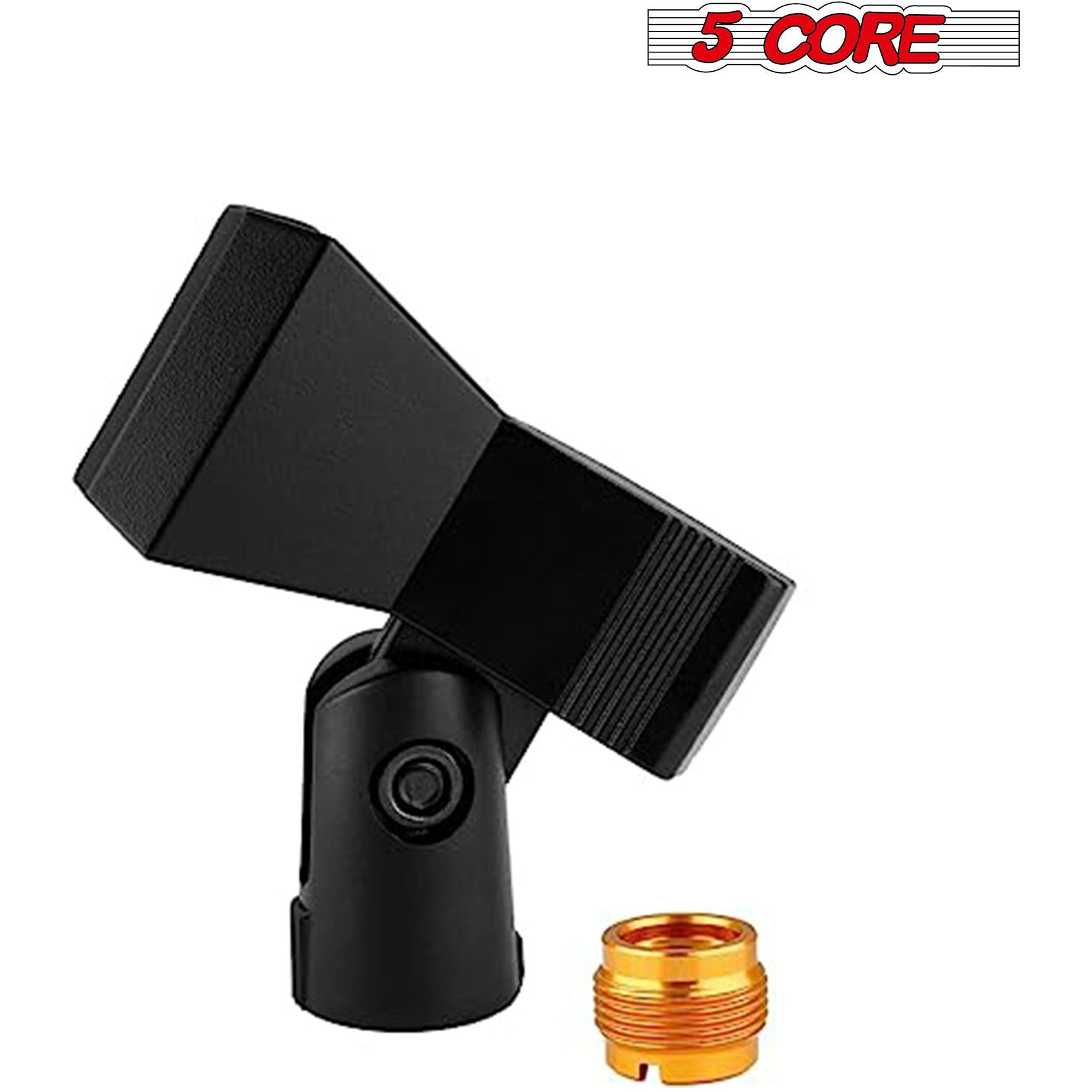 5 core Universal Microphone clip Holder Durable Mic clip with Nut Adapters 58 to 38, 5 Pack, Black- Mc 04 5PcS(D0102H591PX)