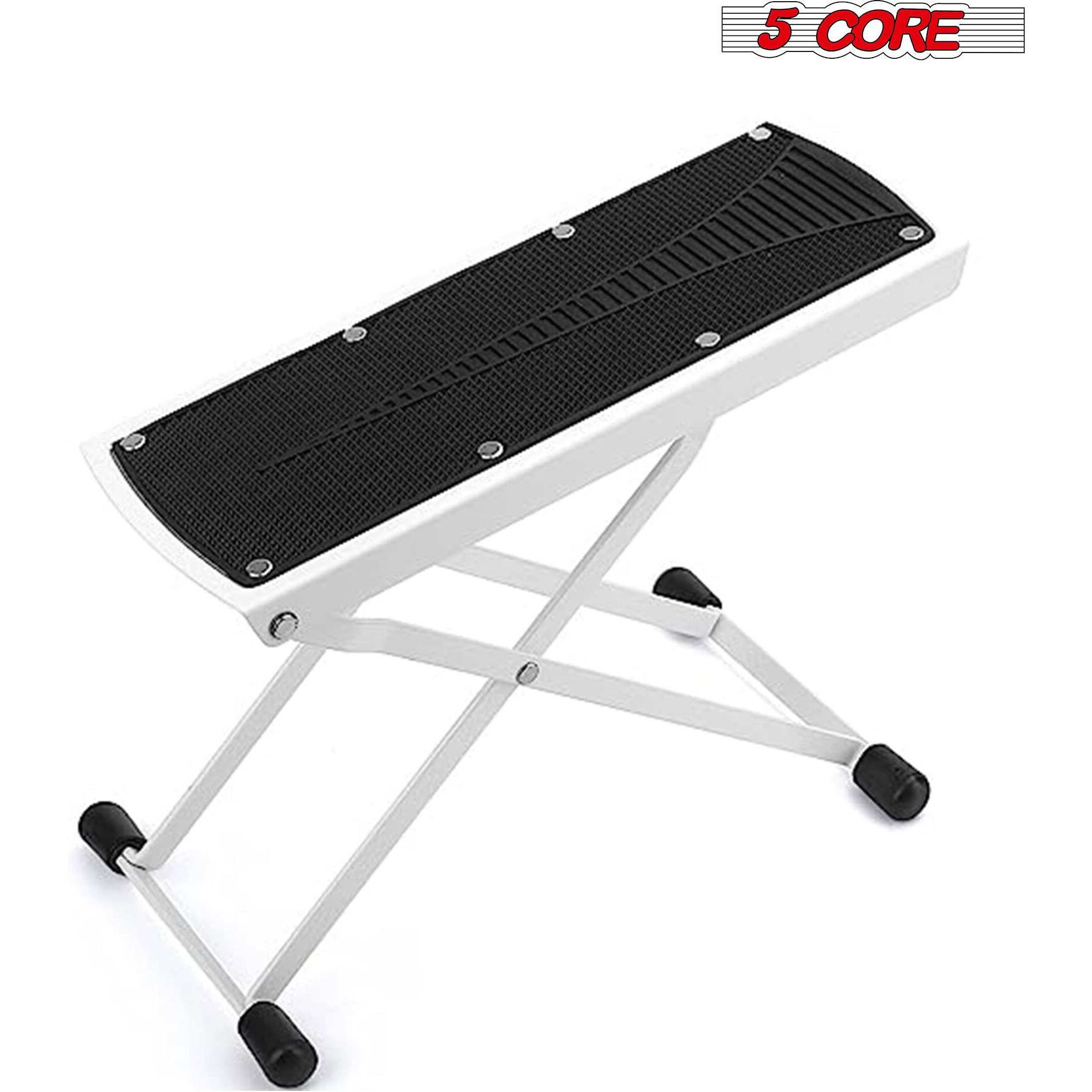 5 core guitar Footstool White Adjustable guitar Foot Rest Solid Iron guitar Foot Stand with 6-Level Height Sturdy and Durable guitar Leg Rest Step- gFS WH(D0102H52Z9T)