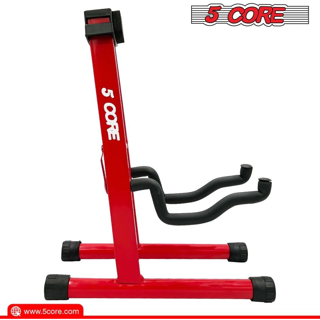 5 core 2 PcS guitar Stand Folding A-Frame Red  Sturdy guitar Stand for Acoustic and Electric guitars with Secure Lock guitar Holder Stand with Non-Slip Rubber and Soft Foam Arms - gSS RED 2PcS(D0102H54M2X)