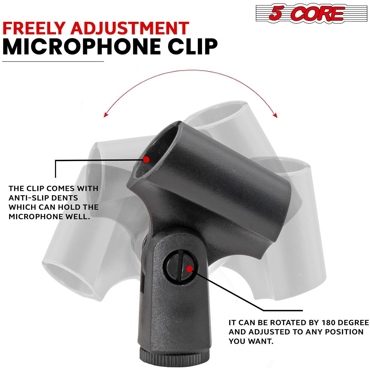 5 Core Dynamic Instrument Microphone Professional XLR Cardioid Uni Directional Condenser Mic Included Windscreen Mic Holder - INSTRU MIC 100 GREY