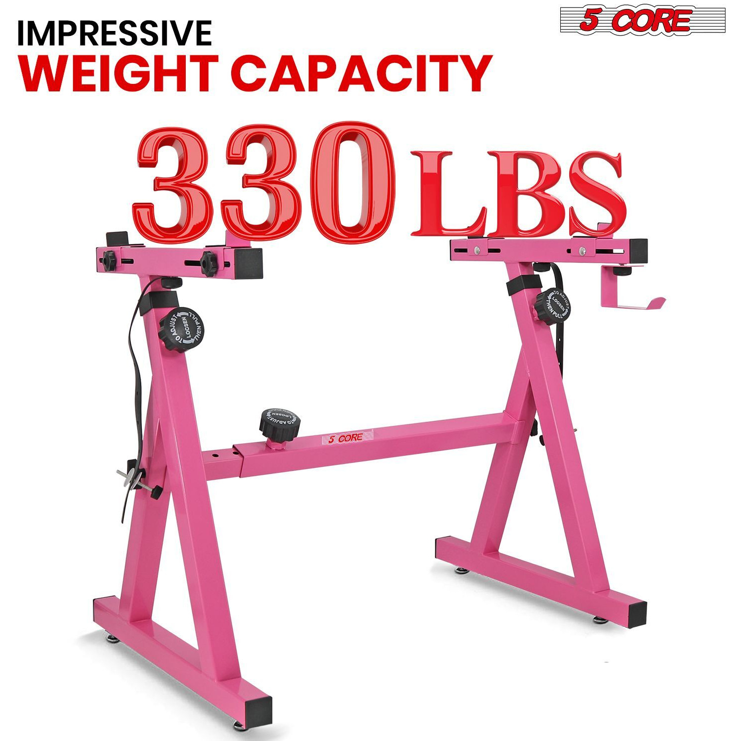 5 CORE Keyboard Stand Riser Z Style Height Width Adjustable Portable Heavy Duty Music Stands Holder for Kids and Adults Fits 54 to 88 Key Electric Pianos - KS Z1 BPNK HD