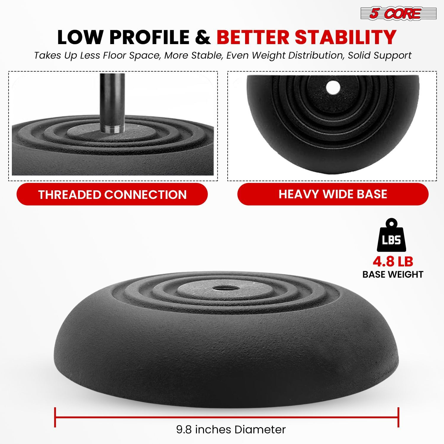 5Core Mic Stand Floor Adjustable Universal Heavy Duty Microphone Stands Round Base Soporte De micrfono - MS RBP 3T
