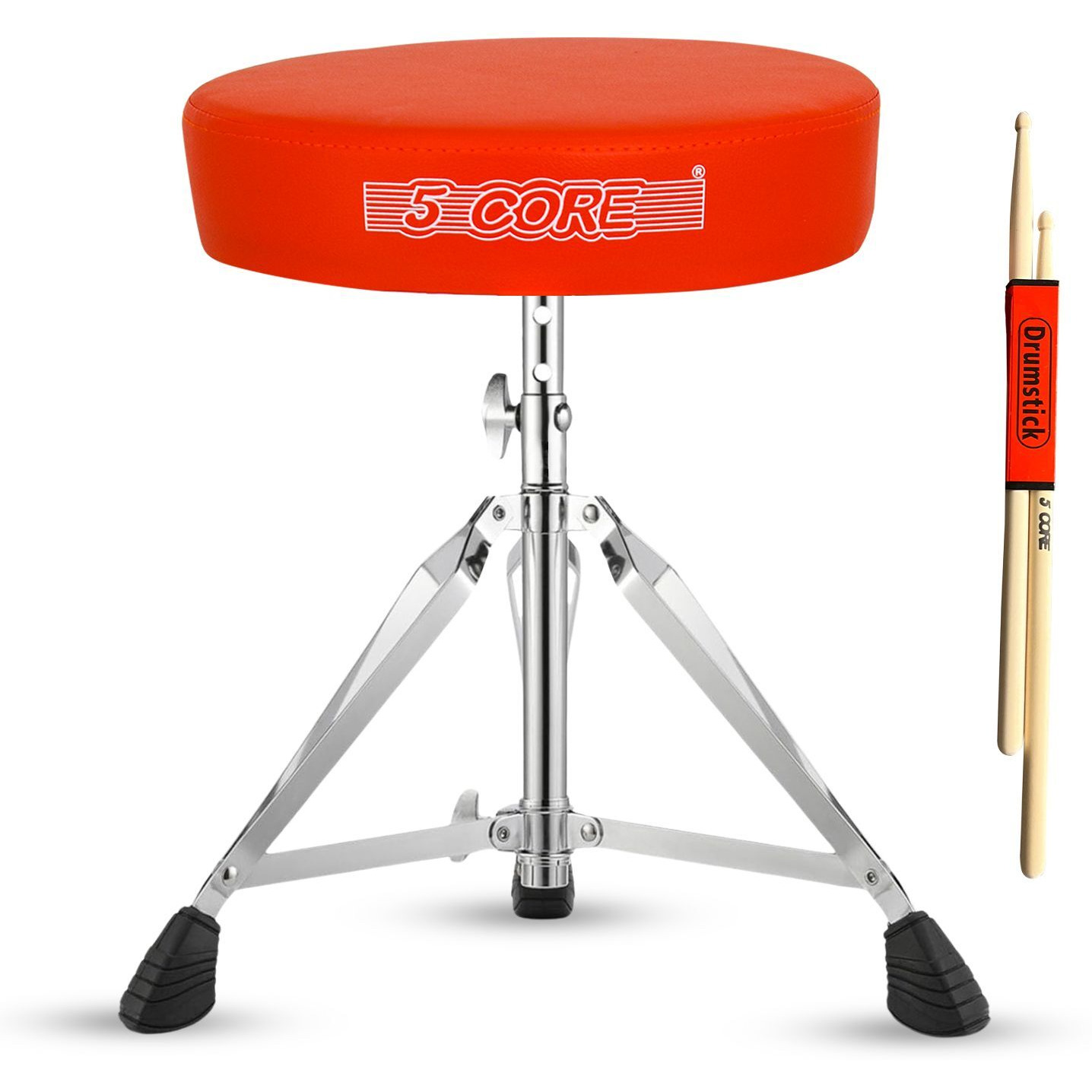 5 CORE Drum Throne Padded Guitar Stool Height Adjustable Music Chair Seat Universal for Adults & Kids with Anti Slip Rubber Feet - DS CH ORG