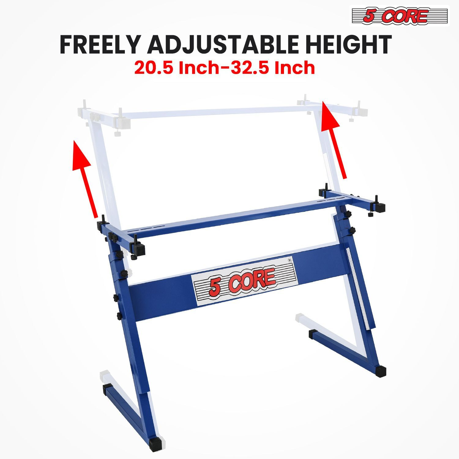 5 CORE Keyboard Stand Z Style Adjustable Electric Piano Riser Foldable & Sturdy Lift Holder For 54 61 Keys Instruments Blue - KS Z1 BLU