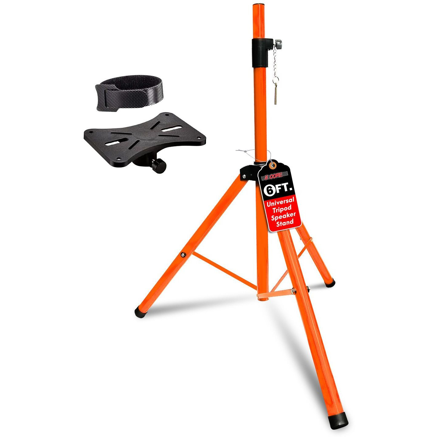 5 Core Speaker Stand Tripod Floor Tall Adjustable Up to 72 Inch DJ Studio Monitor Stands Pole Mount - SS ECO ORG WOB