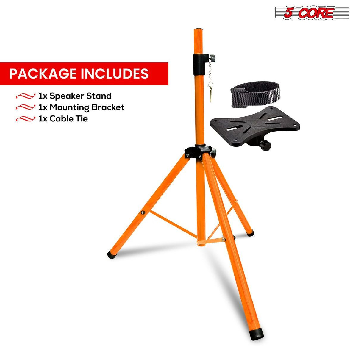 5 Core Speaker Stand Tripod Floor Tall Adjustable Up to 72 Inch DJ Studio Monitor Stands Pole Mount - SS ECO ORG WOB