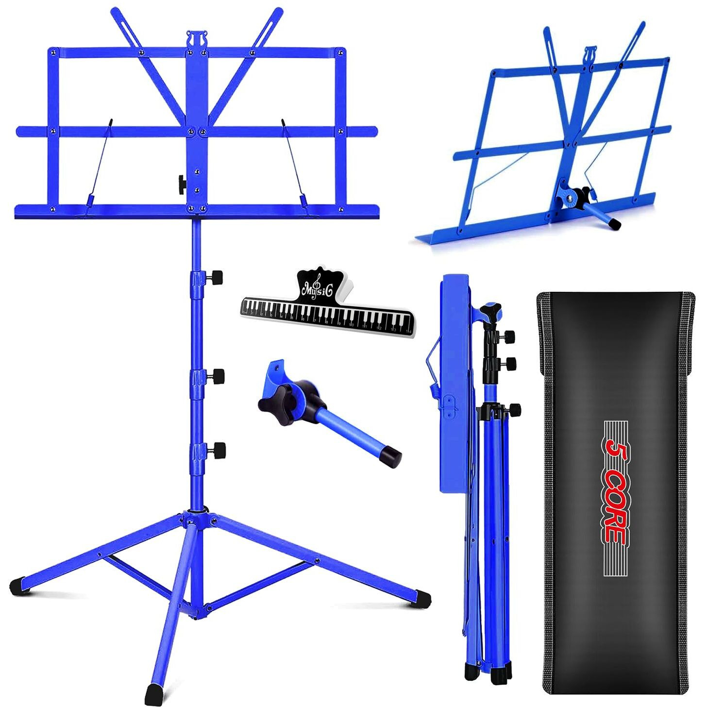 5 Core Music Stand 2 in 1 Dual Use Sheet Music Professional Portable Adjustable 27.6-67 Inch Folding Music Note Holder Tripod Stands - MUS FLD 4S